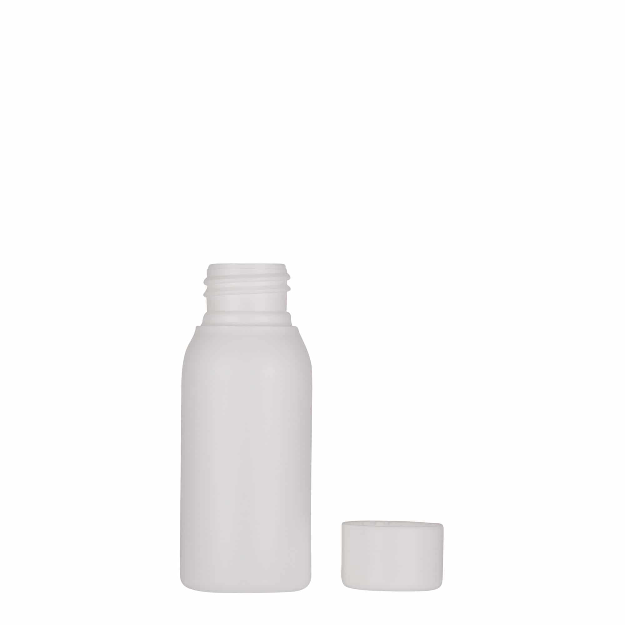 50 ml plastflaske "Tuffy", HDPE, hvit, åpning: 24/410