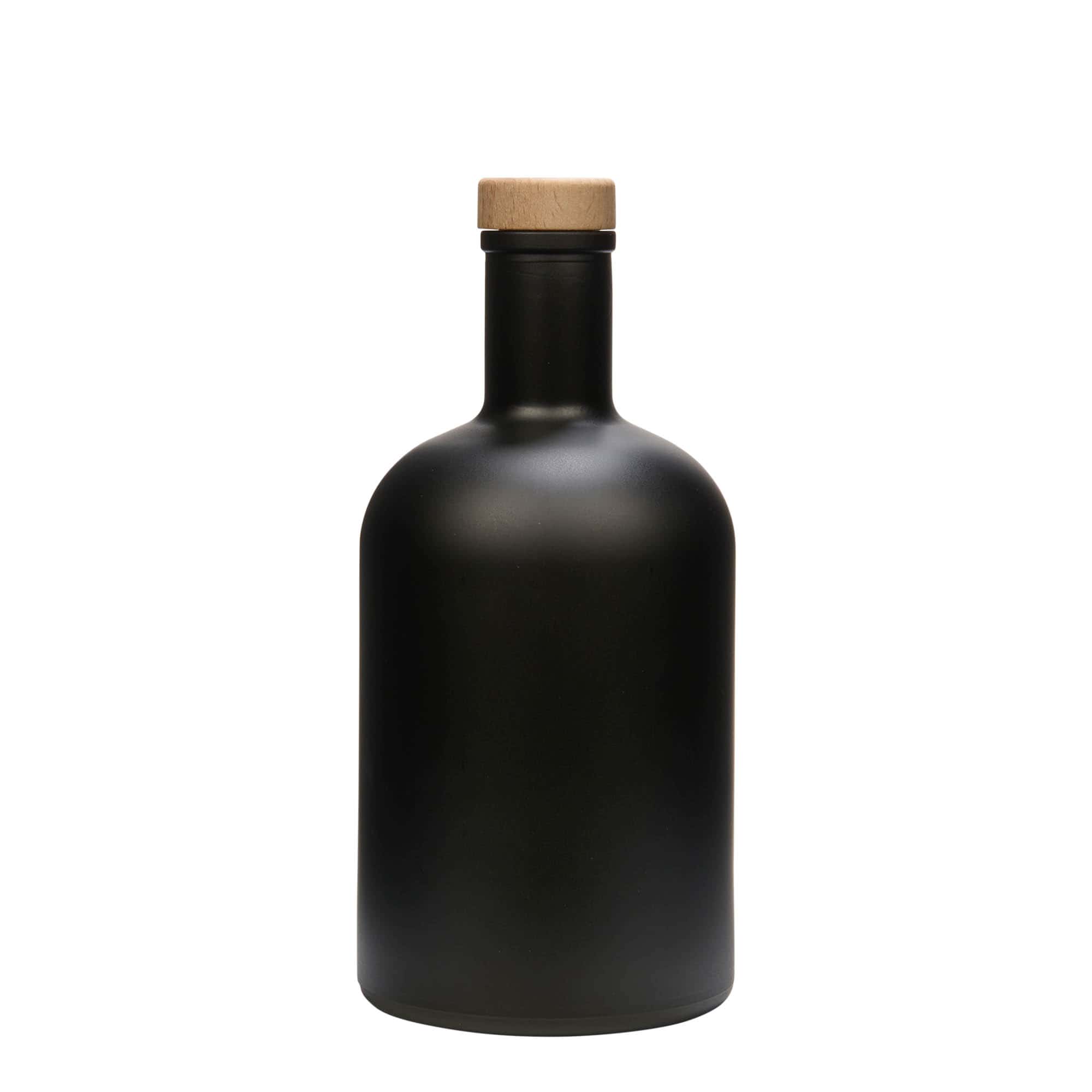 700 ml glassflaske "Gerardino", svart, åpning: Kork