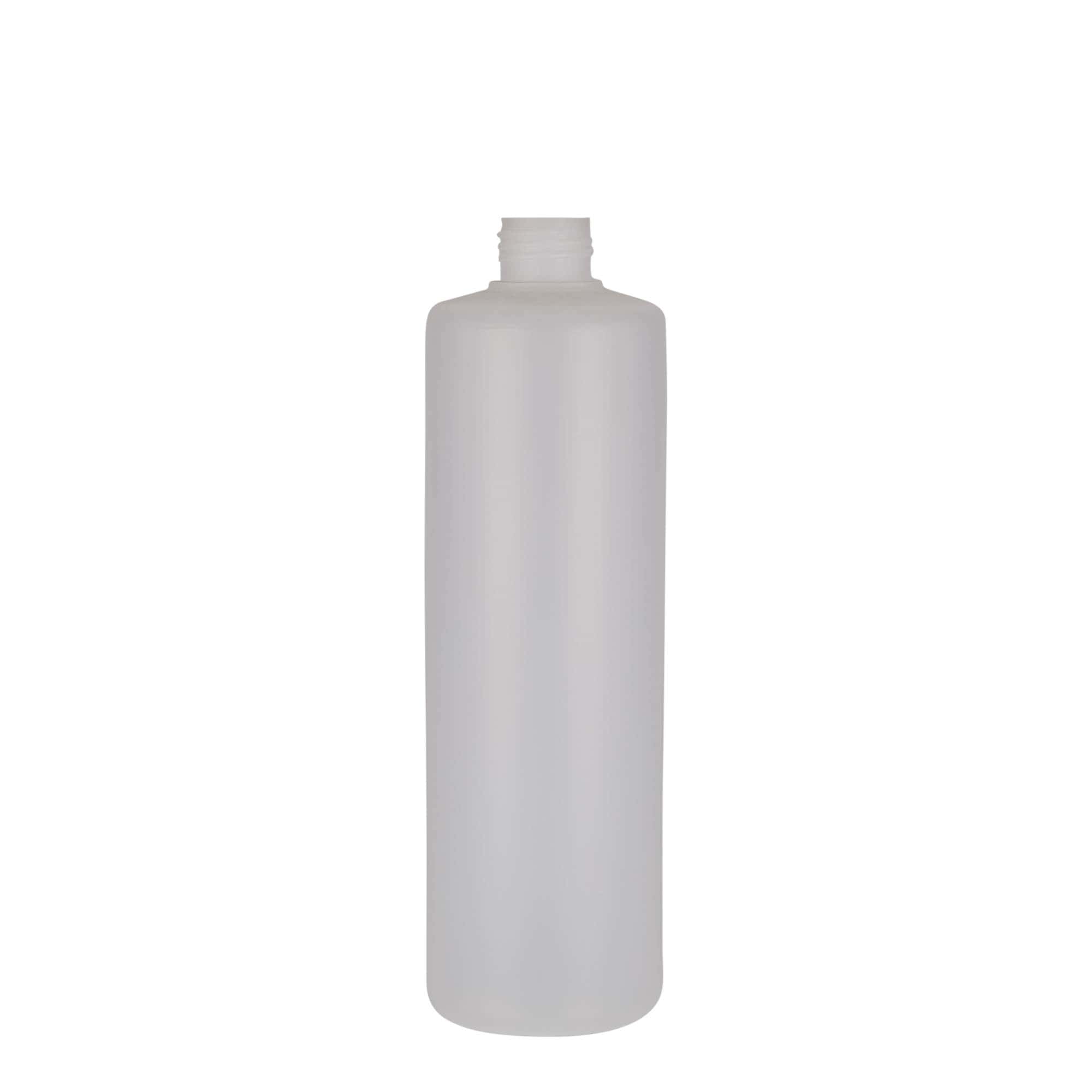 500 ml rund flaske, PE-plast, natur, åpning: skrukork 500 ml rund flaske, PE-plast, natur, åpning: skrukork