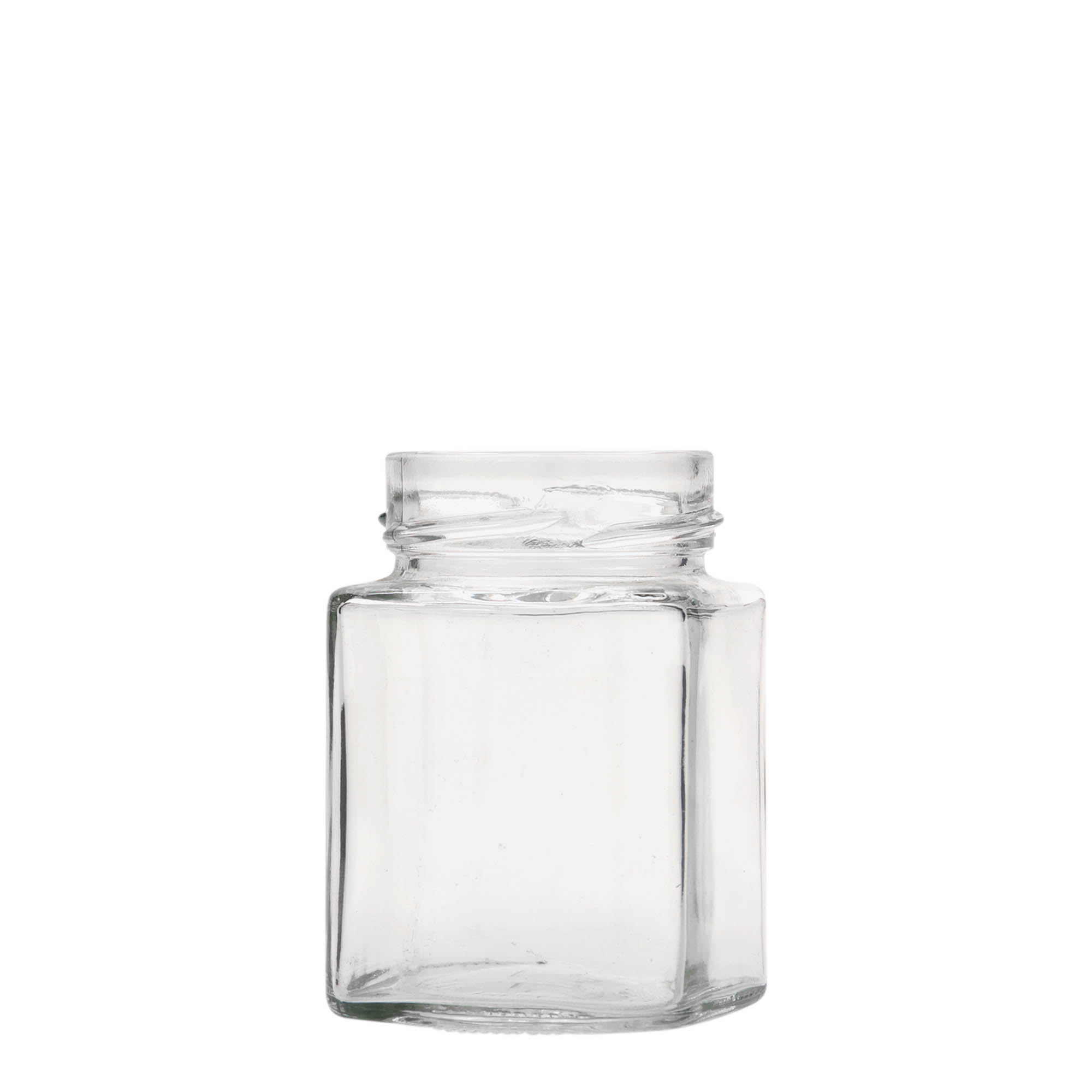 212 ml firkantet glass 'Funny', åpning: Deep-Twist-Off (DTO 58)