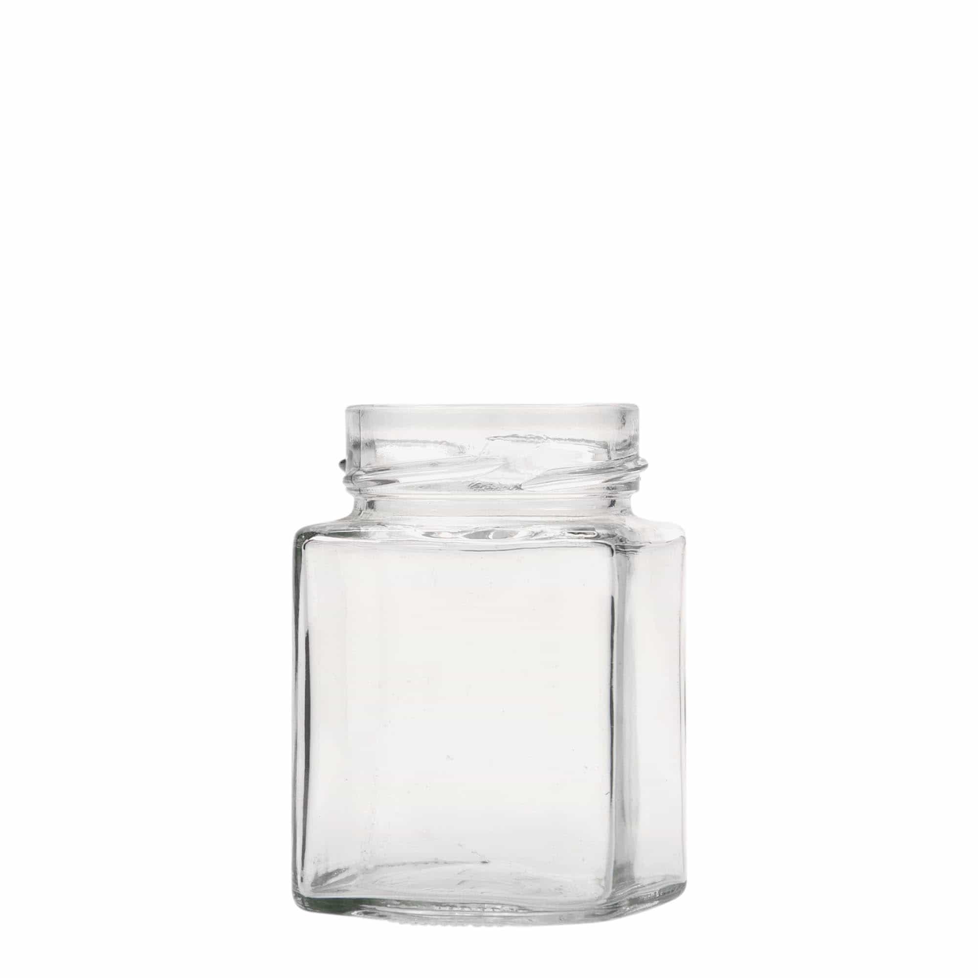 212 ml firkantet glass 'Funny', åpning: Deep-Twist-Off (DTO 58)