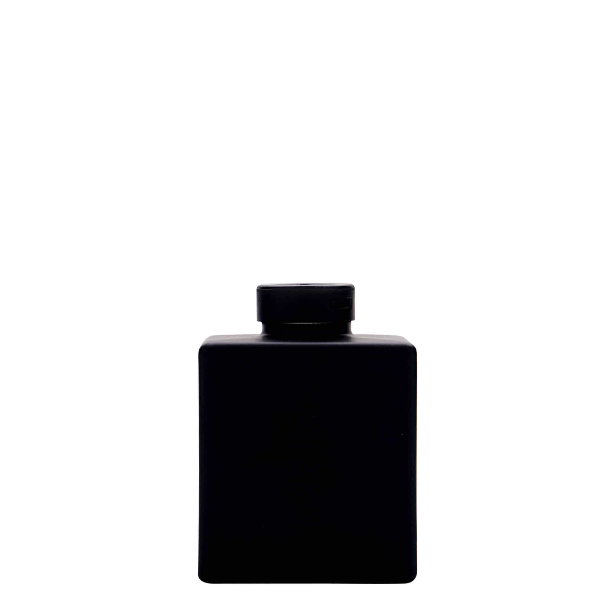 100 ml glassflaske "Cube", kvadratisk, svart, åpning: Kork 100 ml glassflaske "Cube", kvadratisk, svart, åpning: Kork