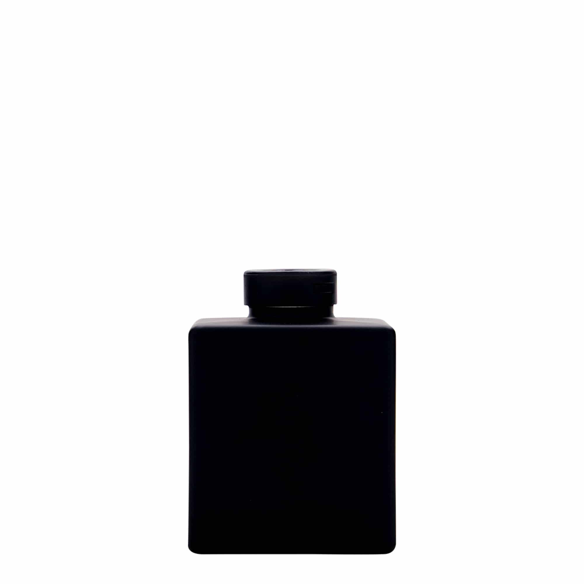 100 ml glassflaske 'Cube', firkantet, svart, åpning: kork