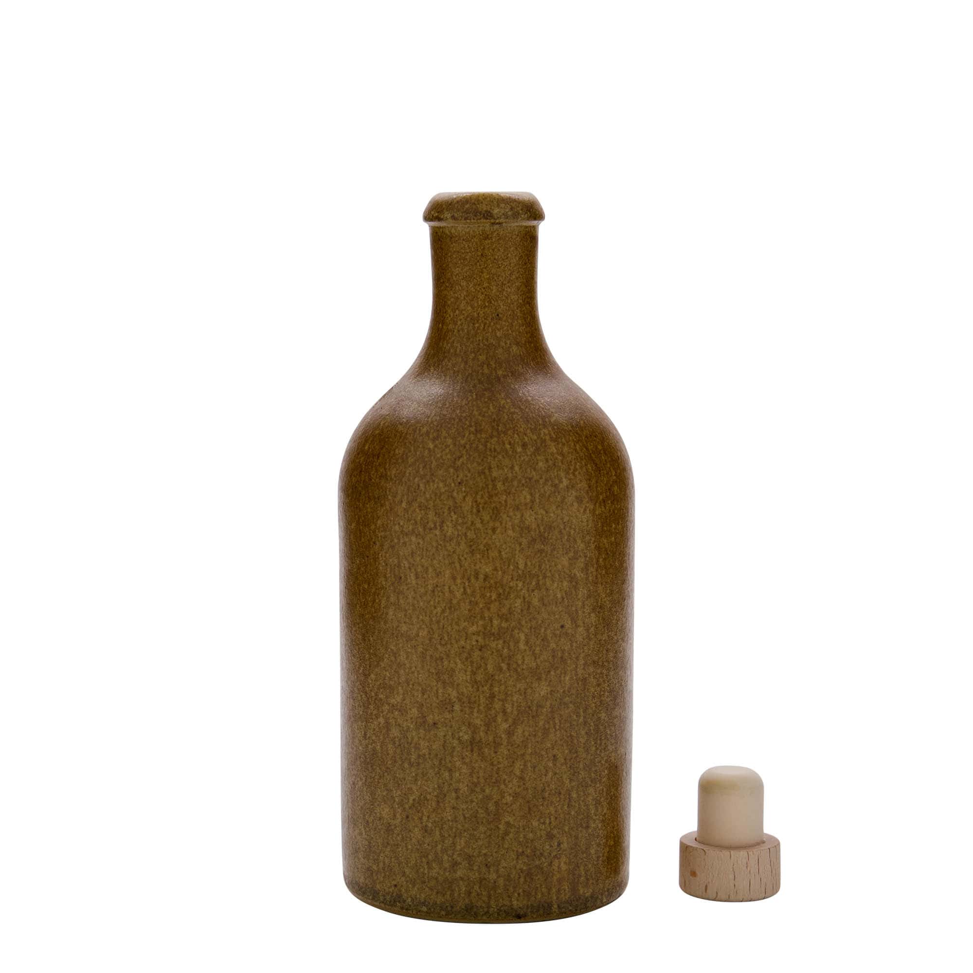 500 ml tonkrus, steingods, brun-krystall, åpning: kork