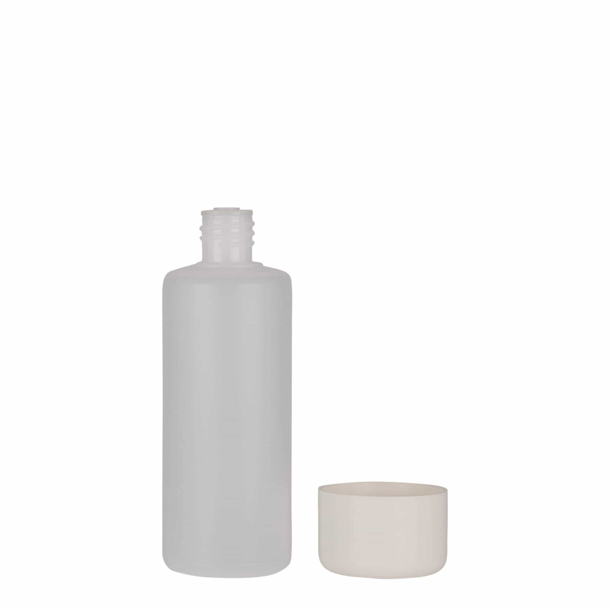 100 ml rundflaske, PE-plast, natur, åpning: Skrulokk