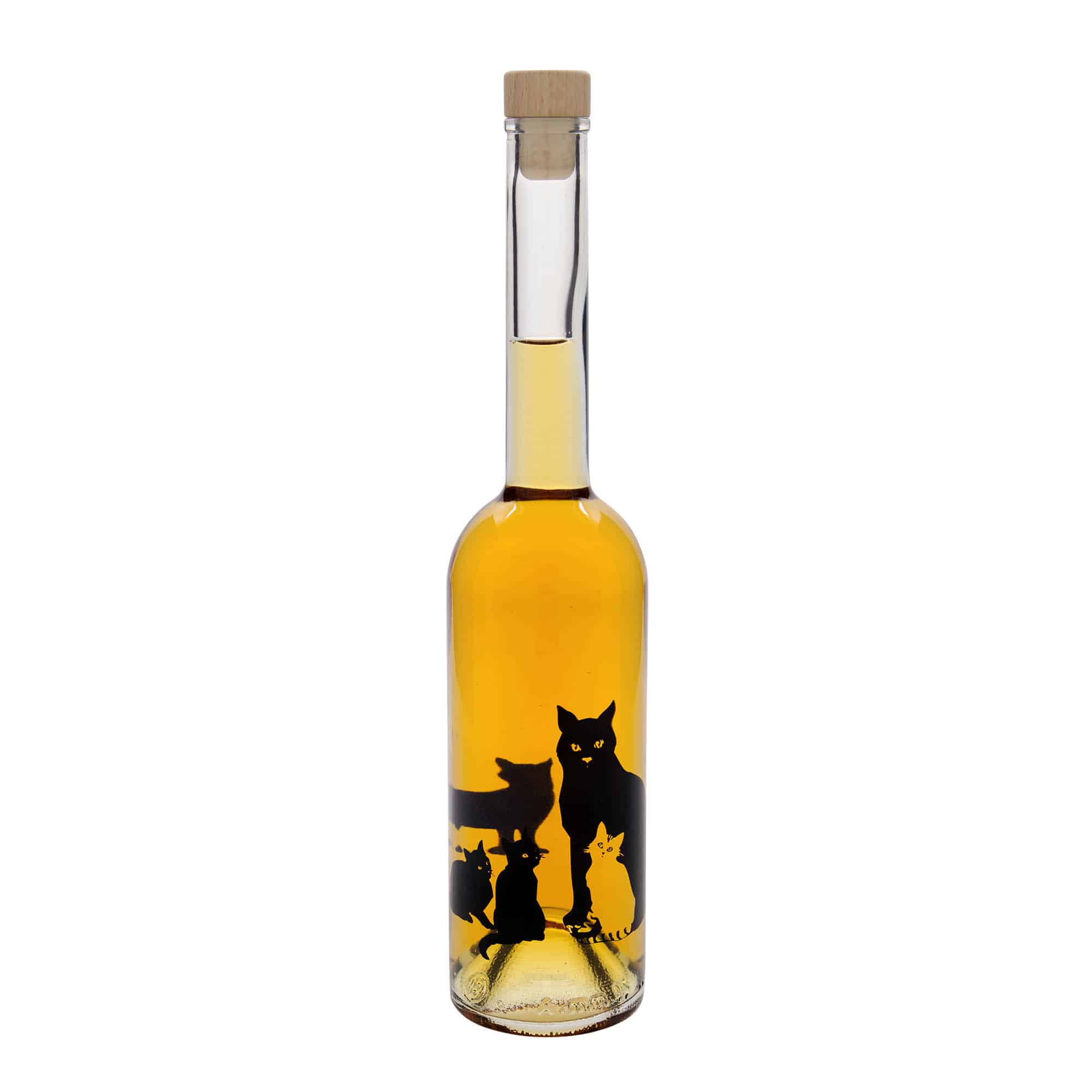 500 ml glassflaske "Opera", motiv: Katter, åpning: Kork