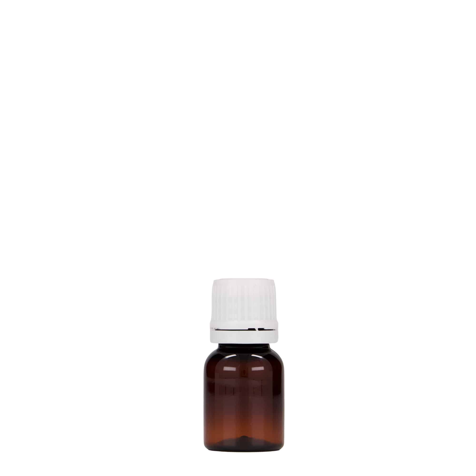 10 ml PET-medisinflaske "Easy Living", brun, plast, åpning: DIN 18