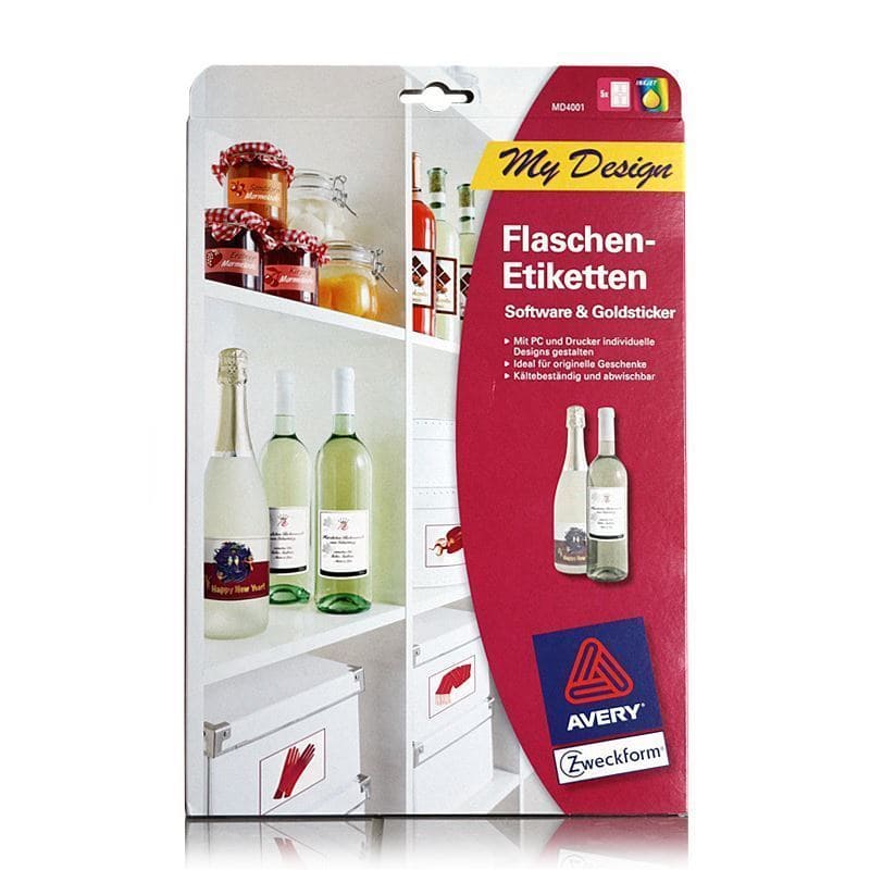 Selvklebende etiketter, 20 buer, papir, hvit