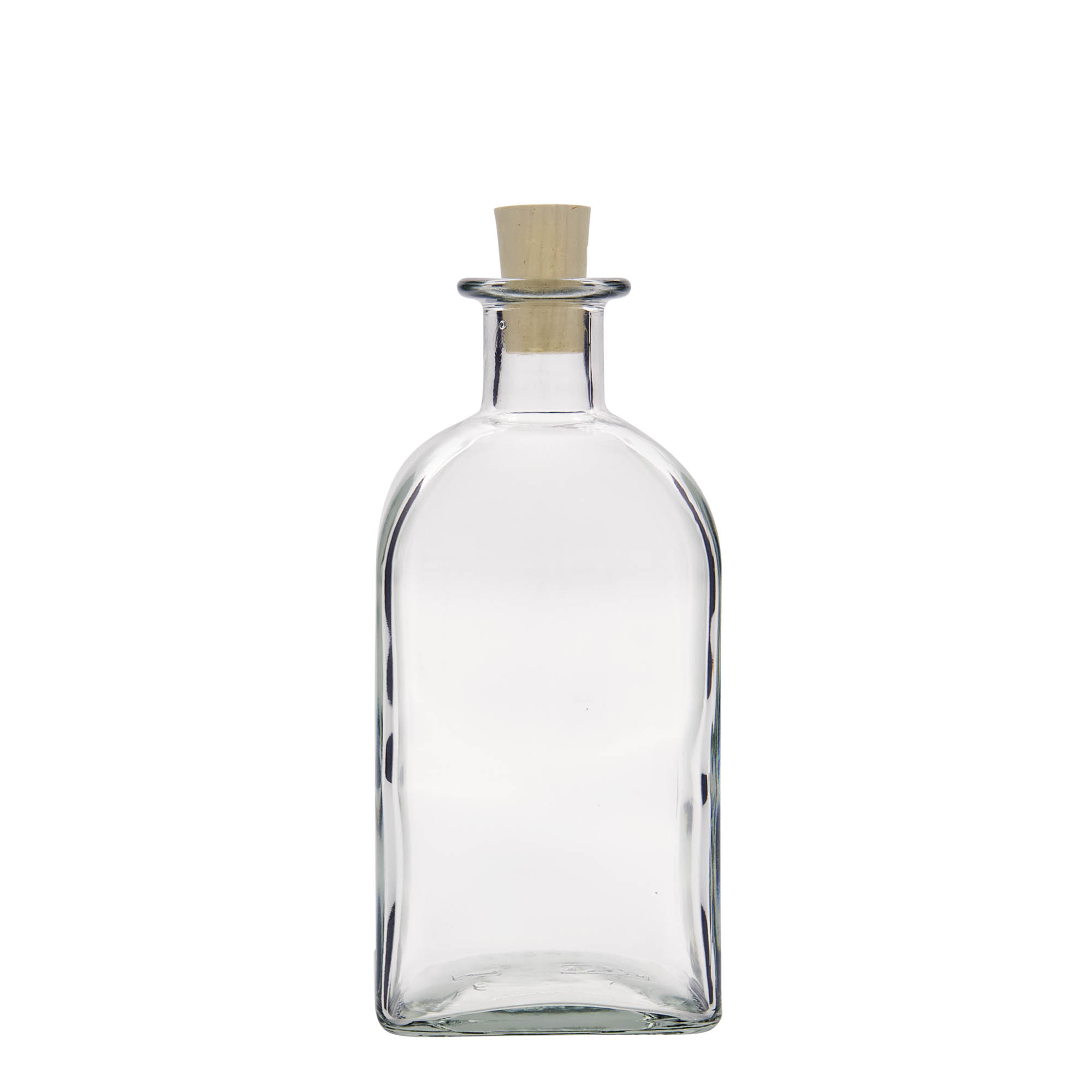 500 ml glassflaske Apoteker Carré, firkantet, åpning: kork