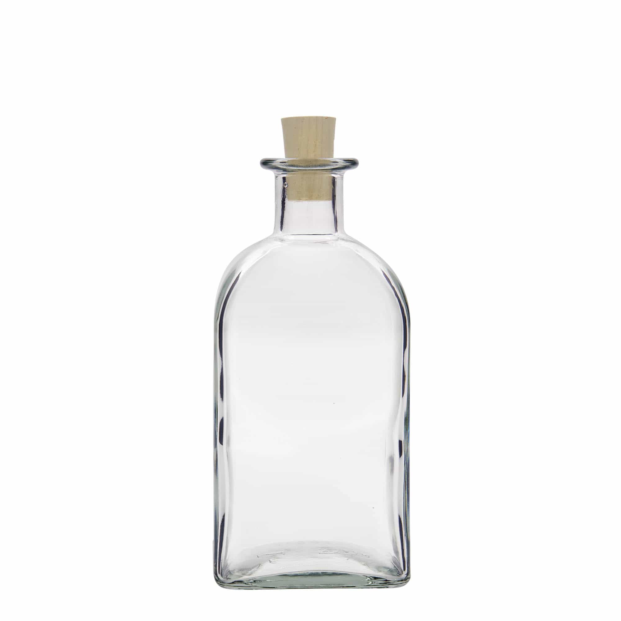 500 ml glassflaske Apoteker Carré, firkantet, åpning: kork