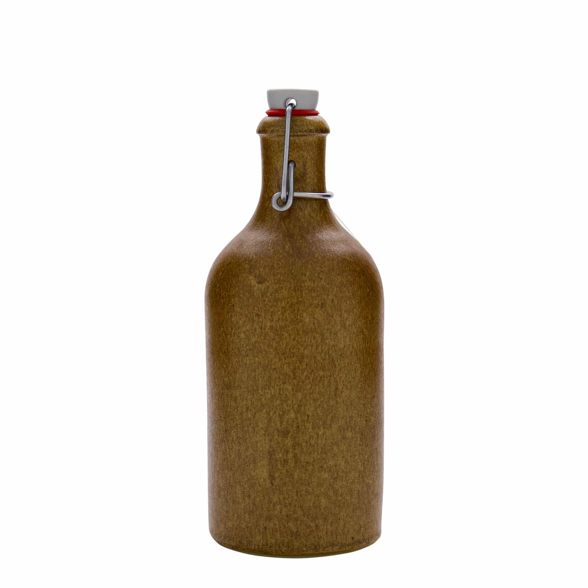 500 ml leirkrus, steintøy, brun-krystall, åpning: Bøylelokk
