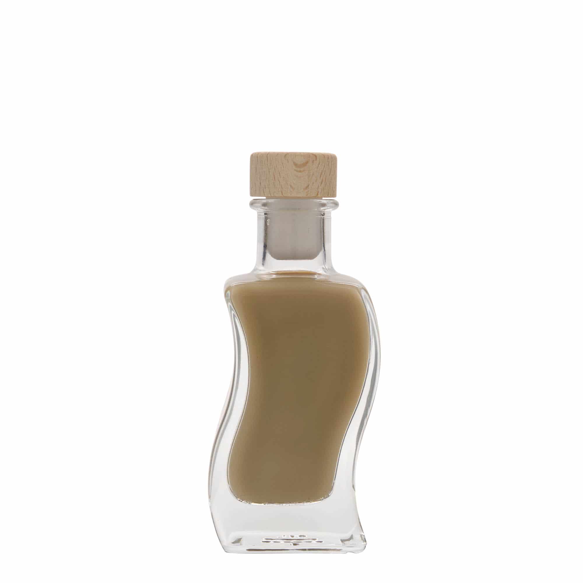 100 ml glassflaske "Bølge", kvadratisk, åpning: Kork