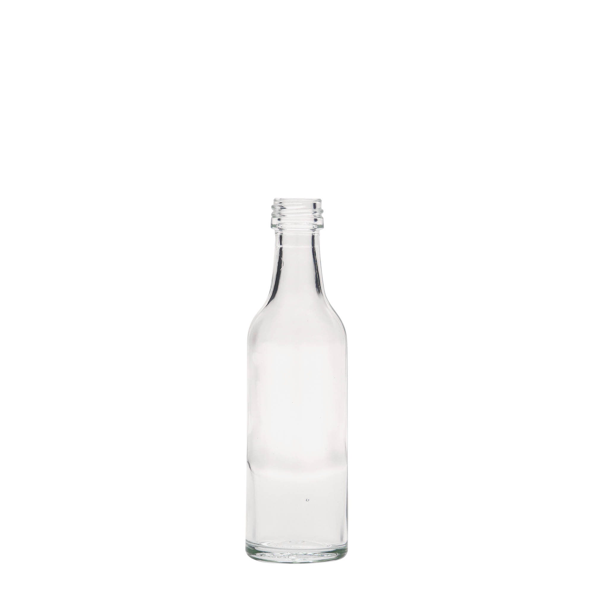 50 ml glassflaske med rett hals, åpning: PP 18 50 ml glassflaske med rett hals, åpning: PP 18