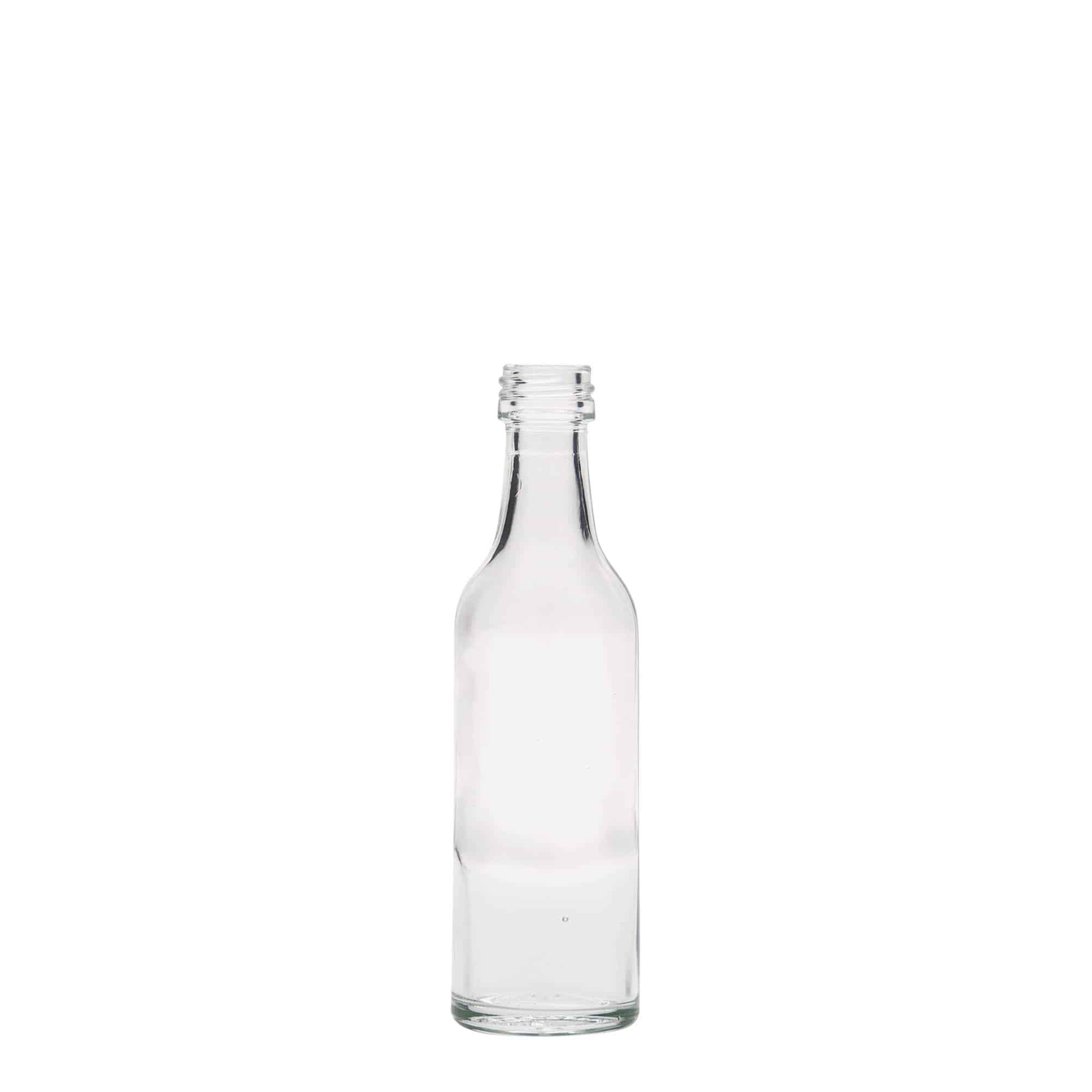 50 ml glassflaske med rett hals, åpning: PP 18