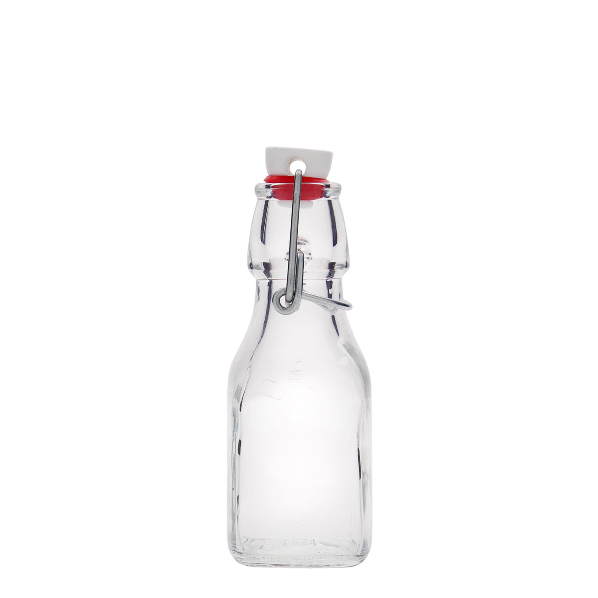 125 ml glassflaske 'Swing', firkantet, åpning: hengslet lukking