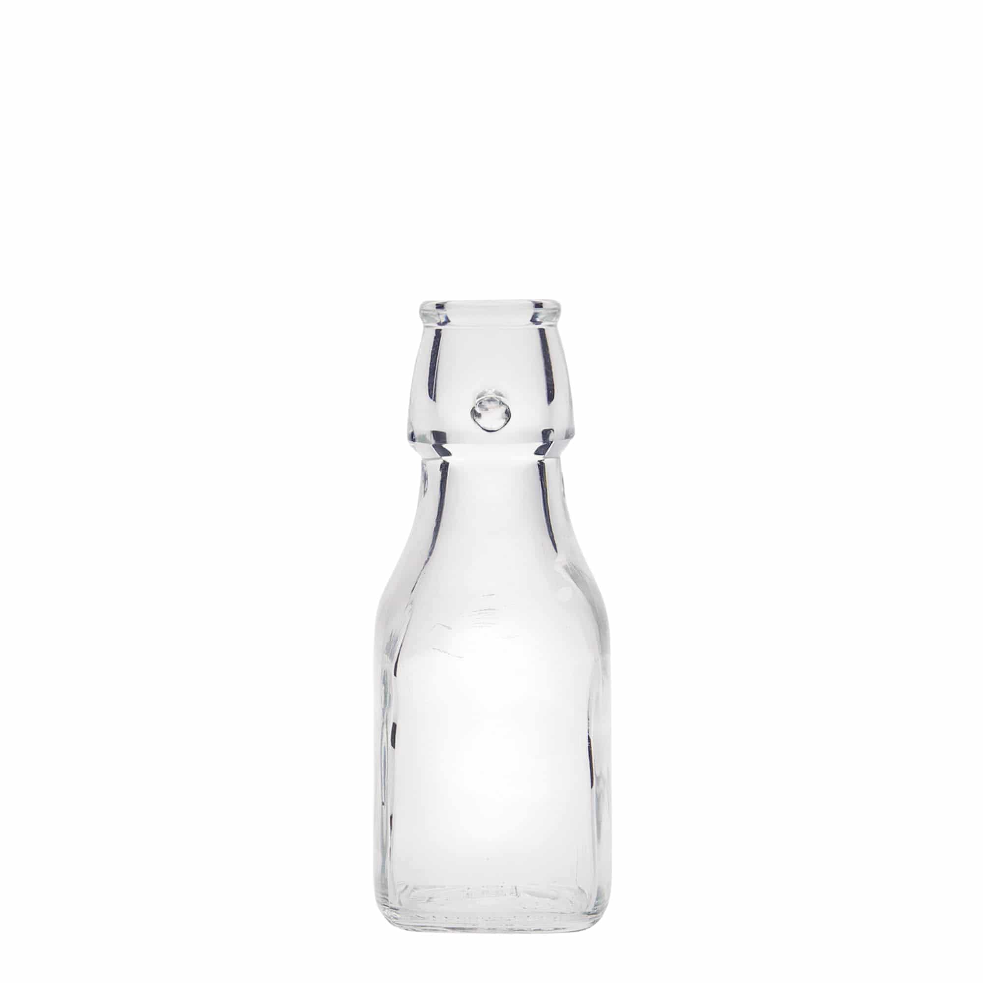 125 ml glassflaske 'Swing', firkantet, åpning: hengslet lukking