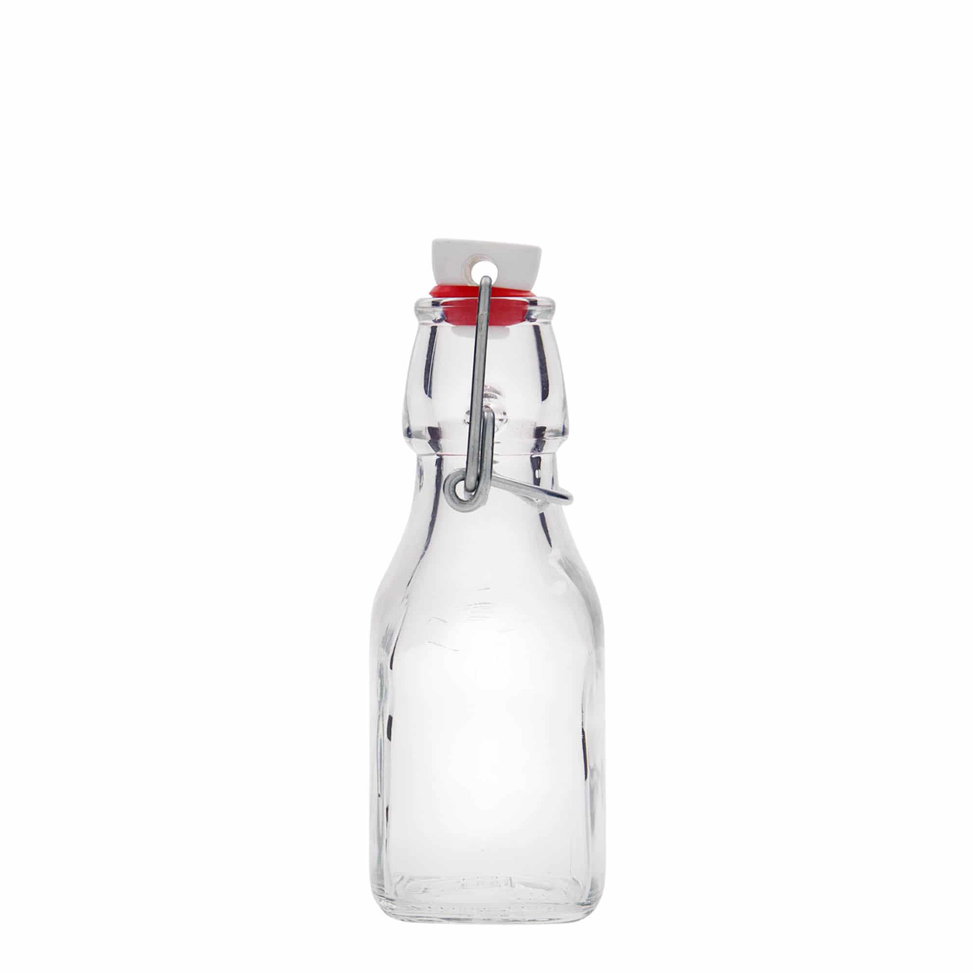 125 ml glassflaske 'Swing', firkantet, åpning: hengslet lukking