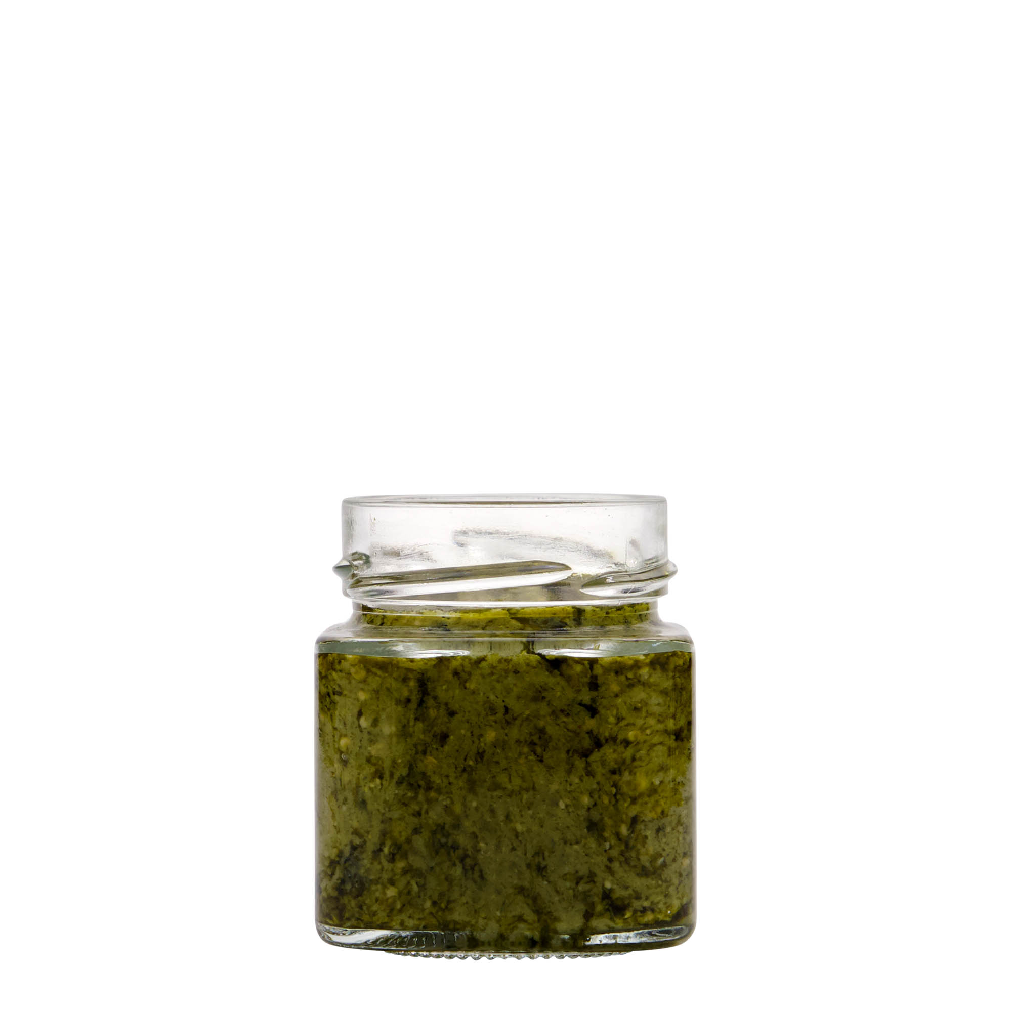 156 ml firkantet glass 'Funny', åpning: Deep-Twist-Off (DTO 58)