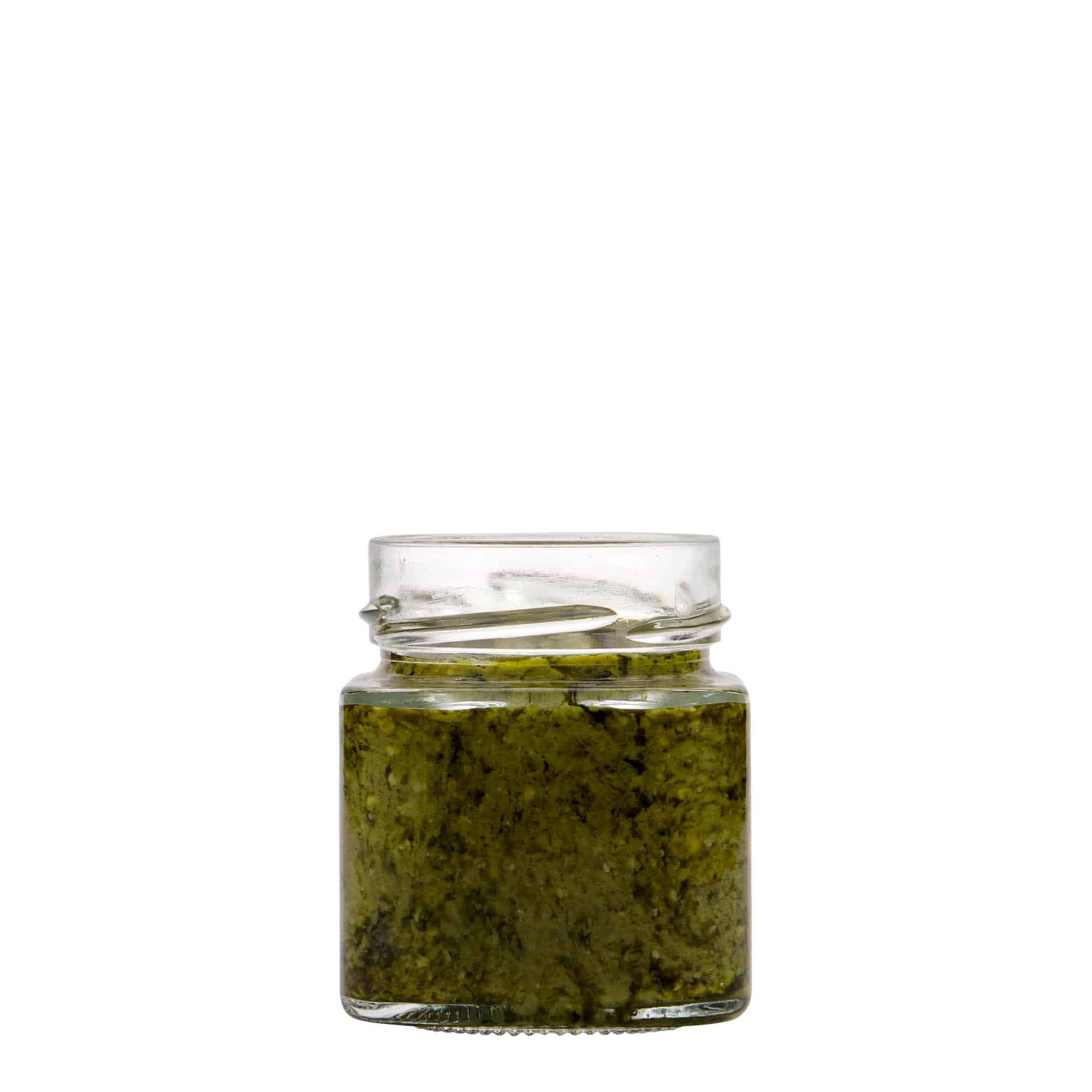 156 ml firkantet glass 'Funny', åpning: Deep-Twist-Off (DTO 58)