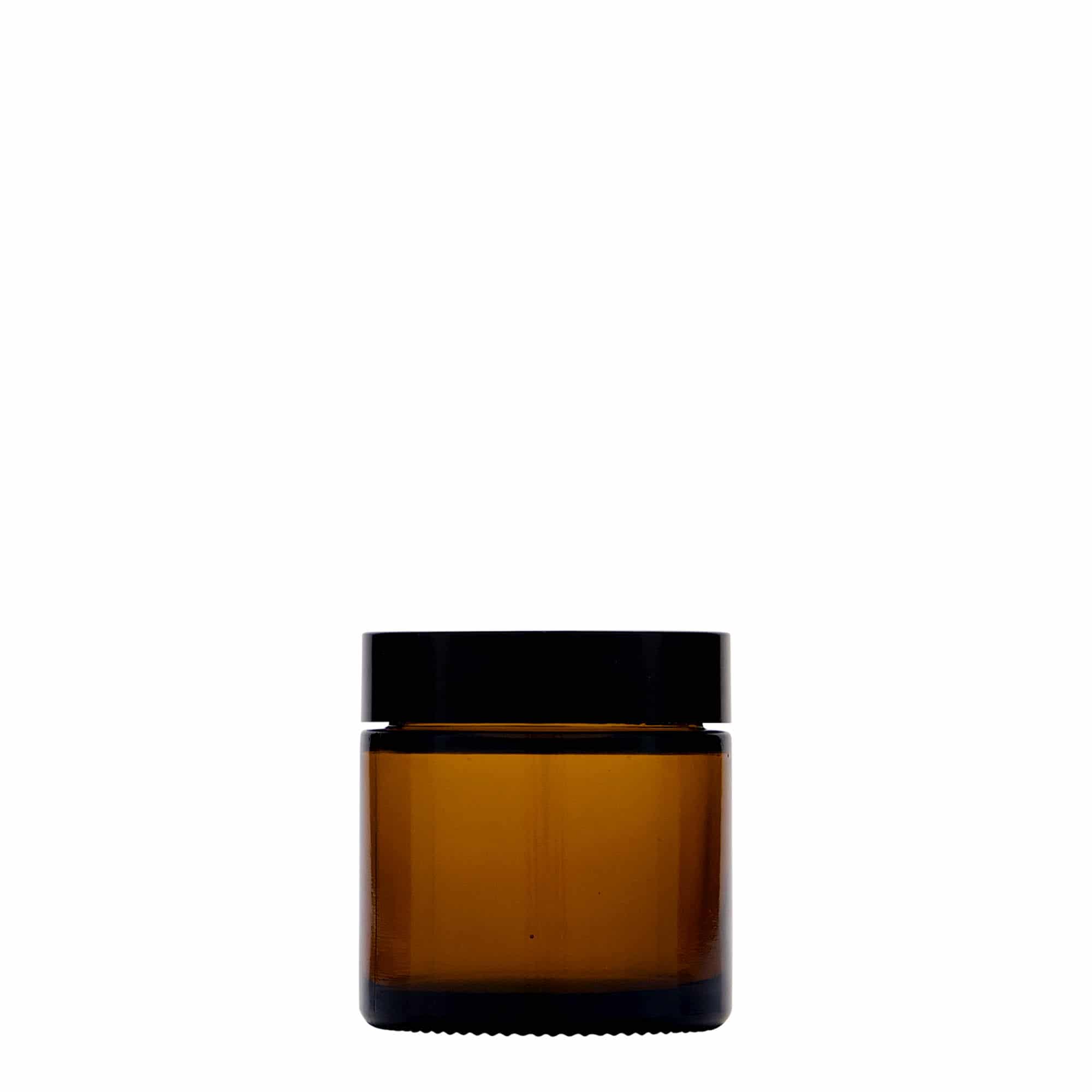 60 ml krukke "Brown Line", glass, brun, åpning: Skrulokk