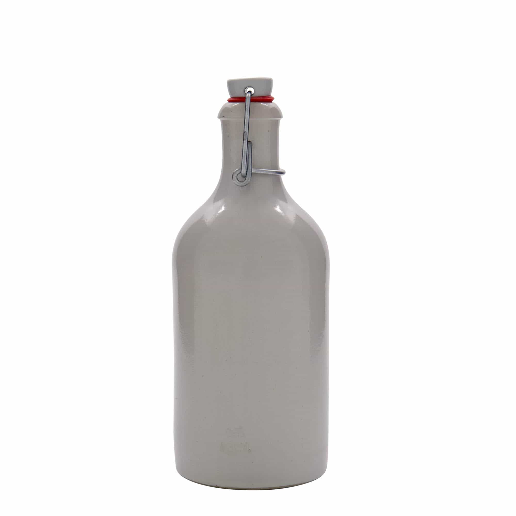 500 ml leirkrus, steintøy, hvit, åpning: Kork