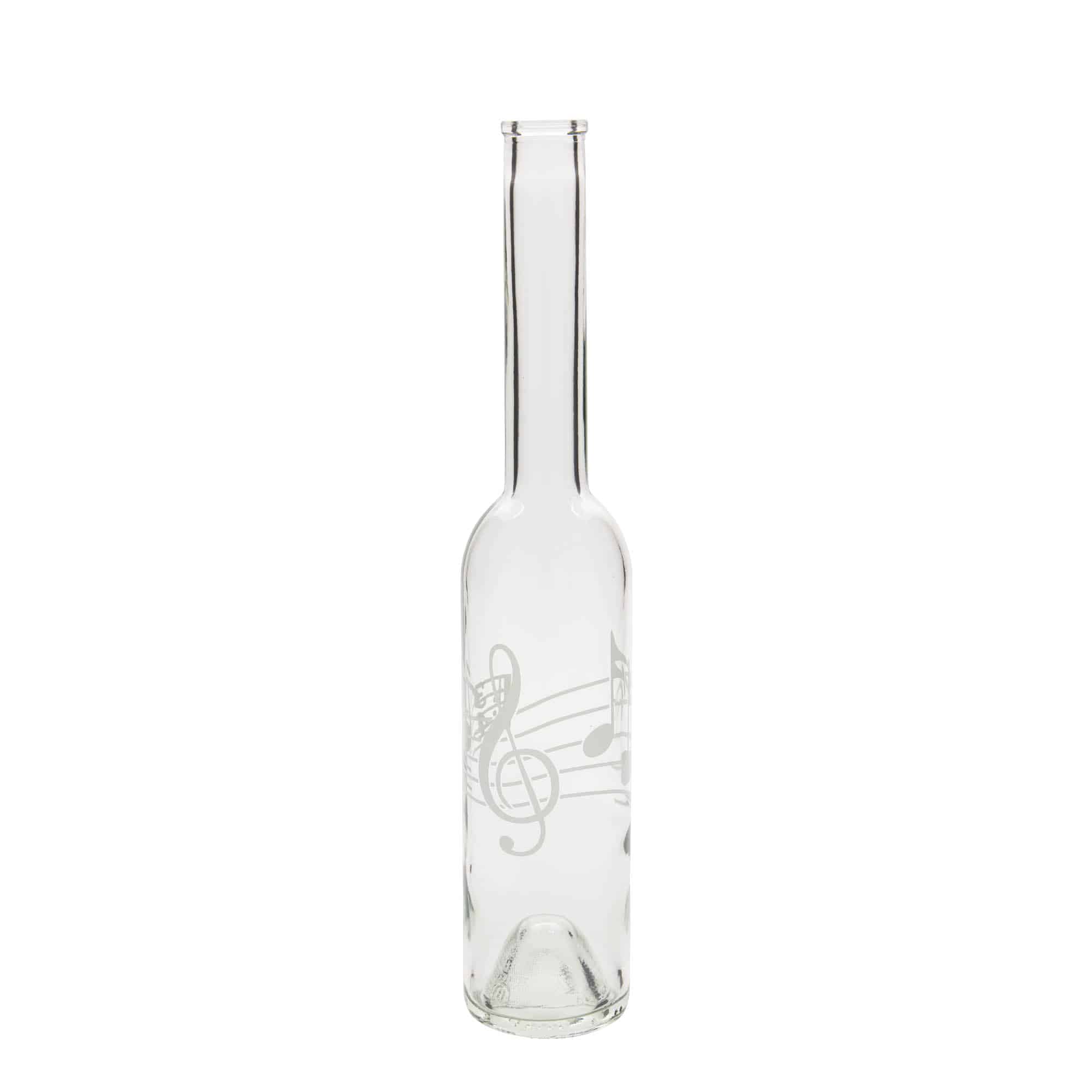 350 ml glassflaske "Opera", motiv: Musikknoter, åpning: Kork 350 ml glassflaske "Opera", motiv: Musikknoter, åpning: Kork