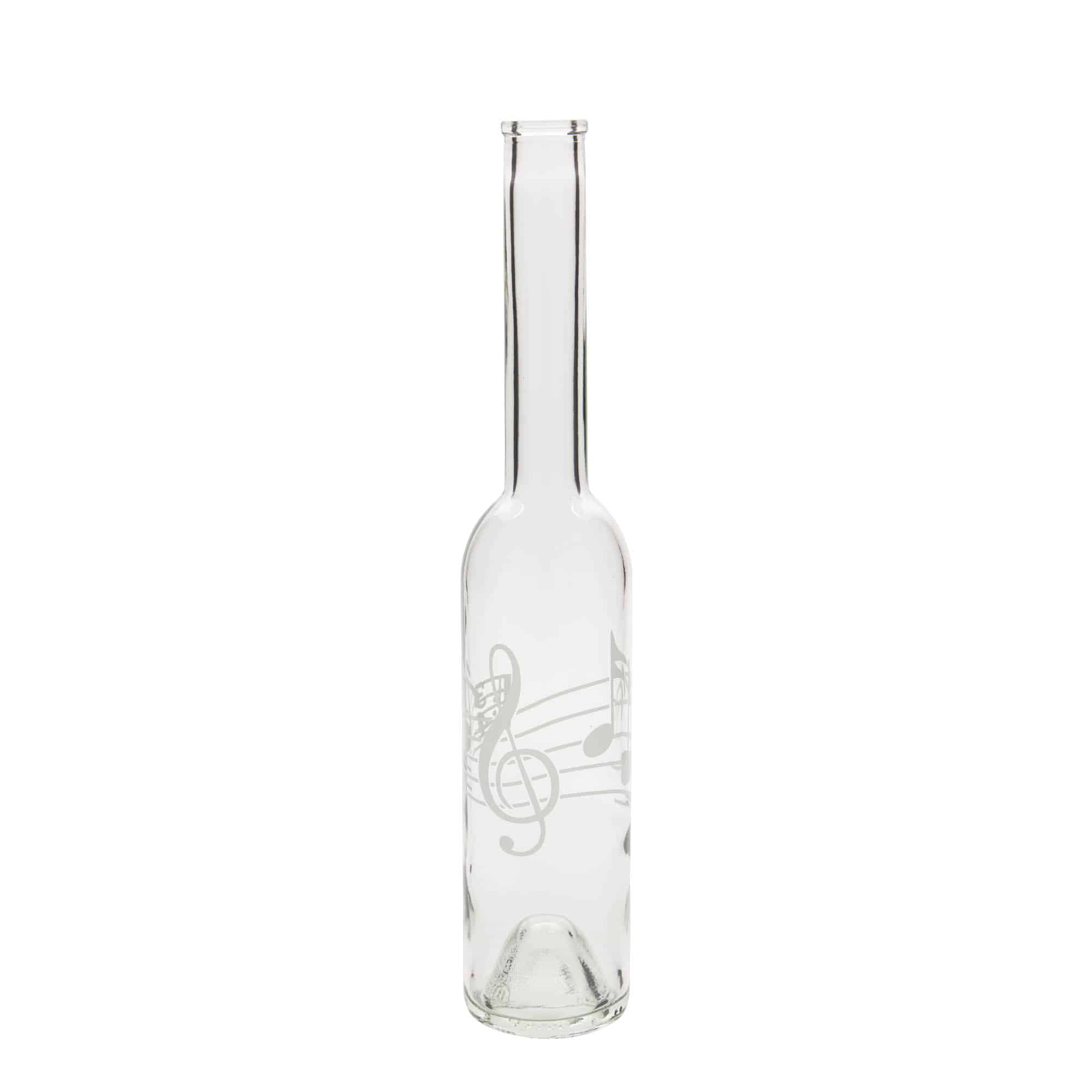 350 ml glassflaske 'Opera', motiv: musiknoter, åpning: kork