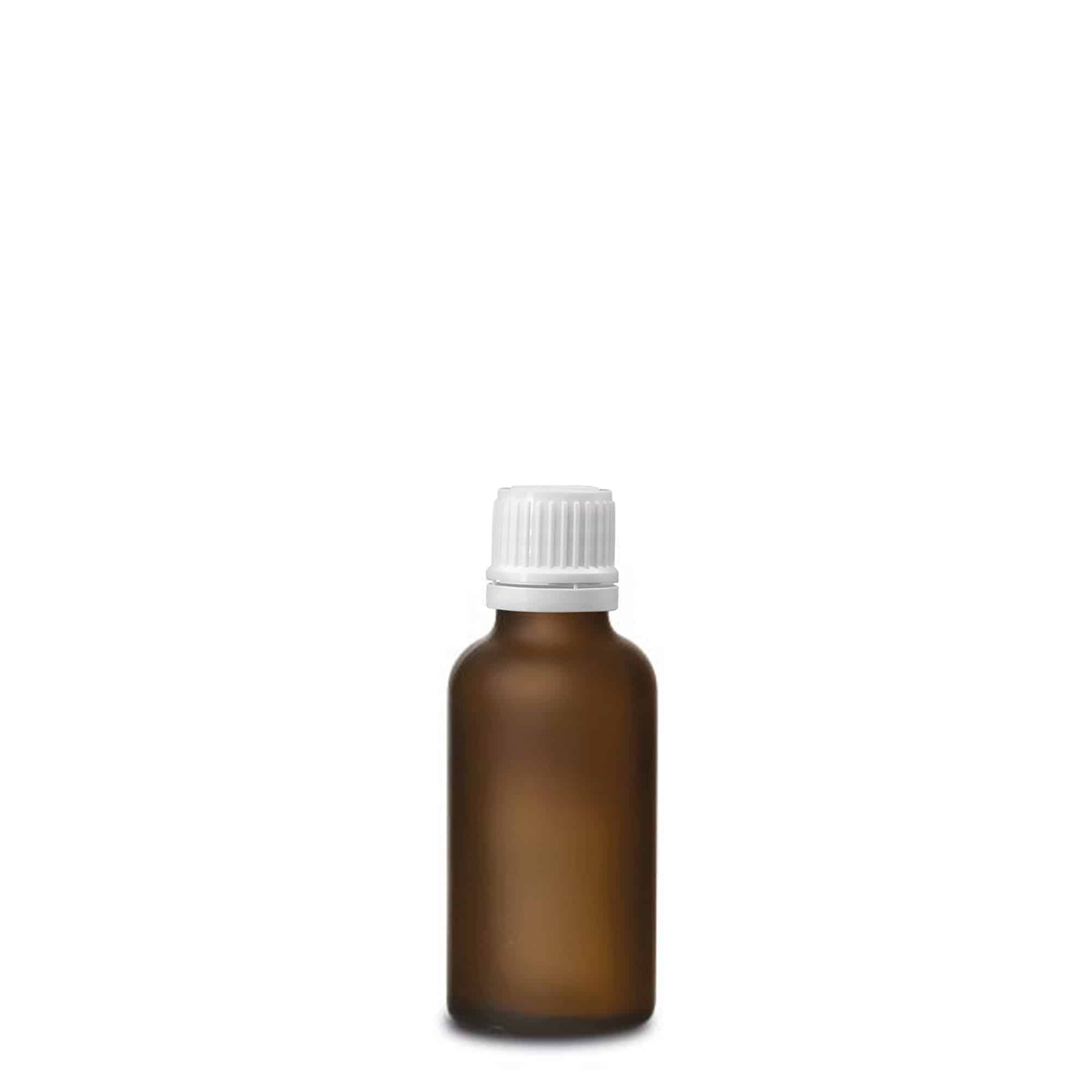 30 ml medisinflaske, glass, brunt frostet, åpning: DIN 18