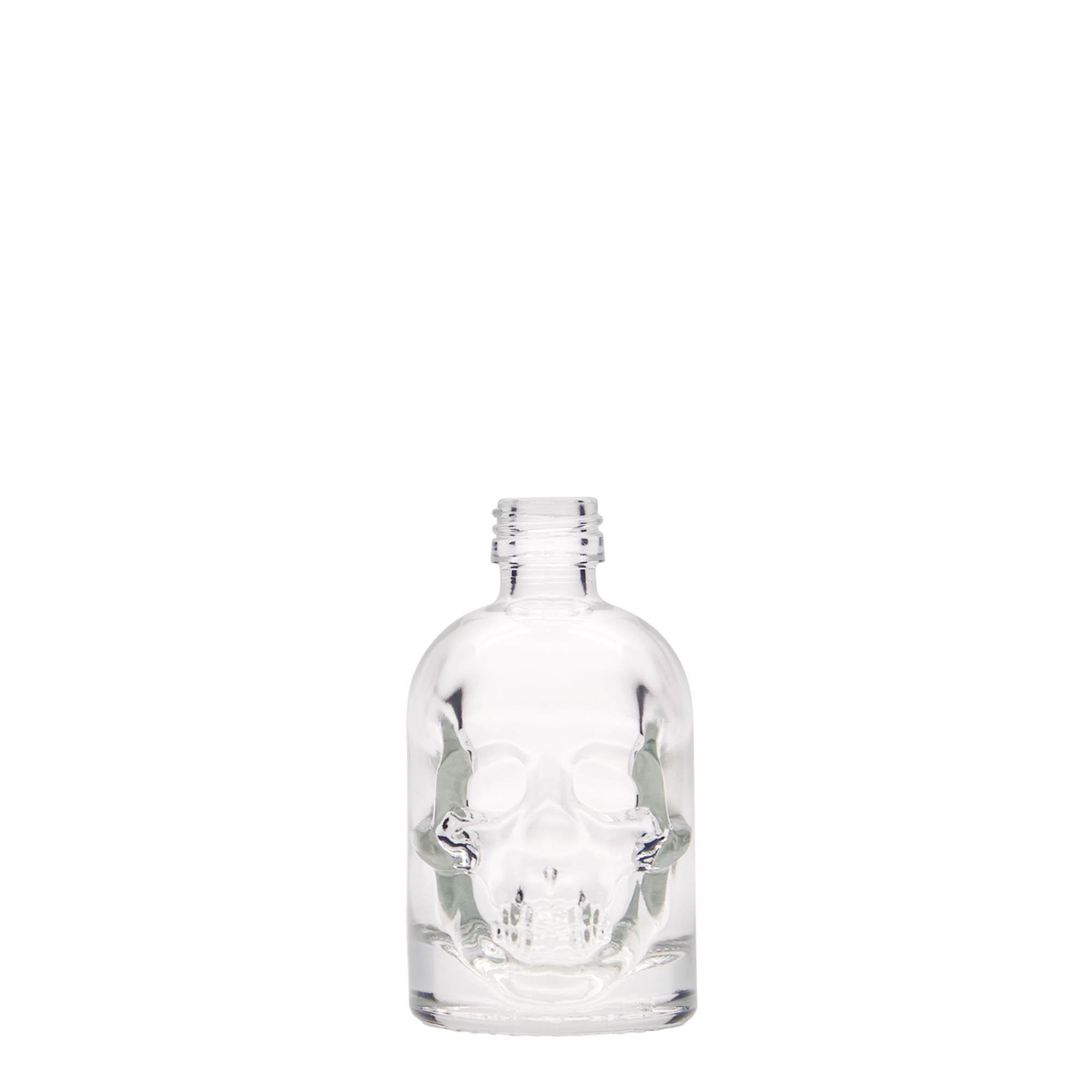 50 ml glassflaske 'Dødningehode', åpning: PP 18 50 ml glassflaske 'Dødningehode', åpning: PP 18
