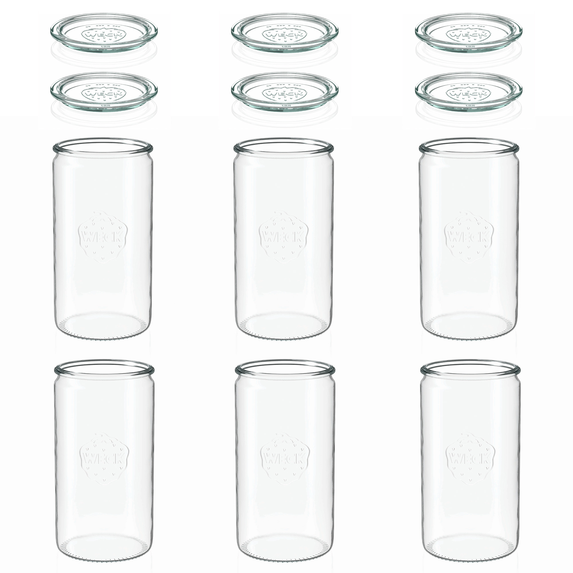 6x 1575 ml WECK-sylinderglass med glasslokk RR 100