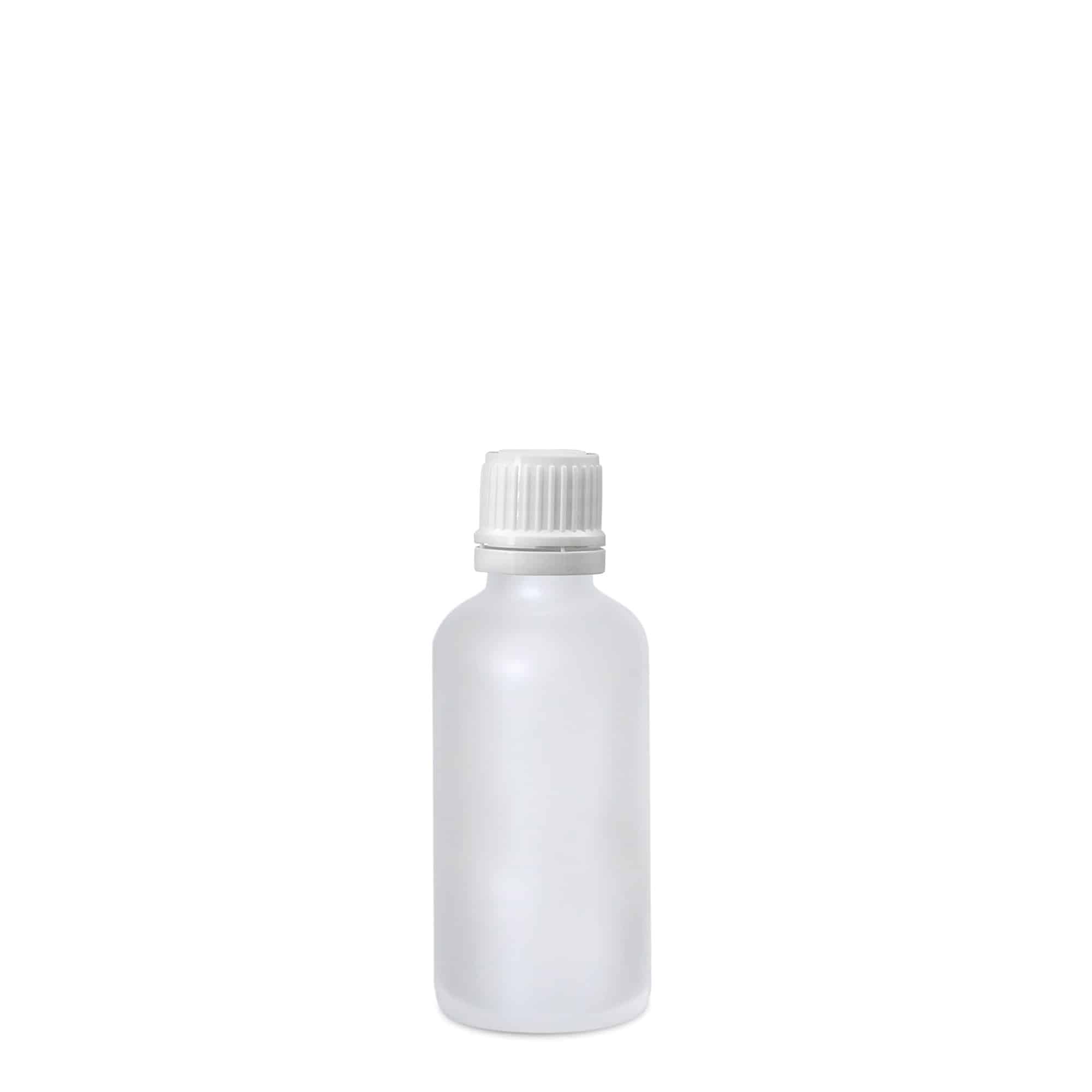 50 ml medisinflaske, glass, frostet, åpning: DIN 18
