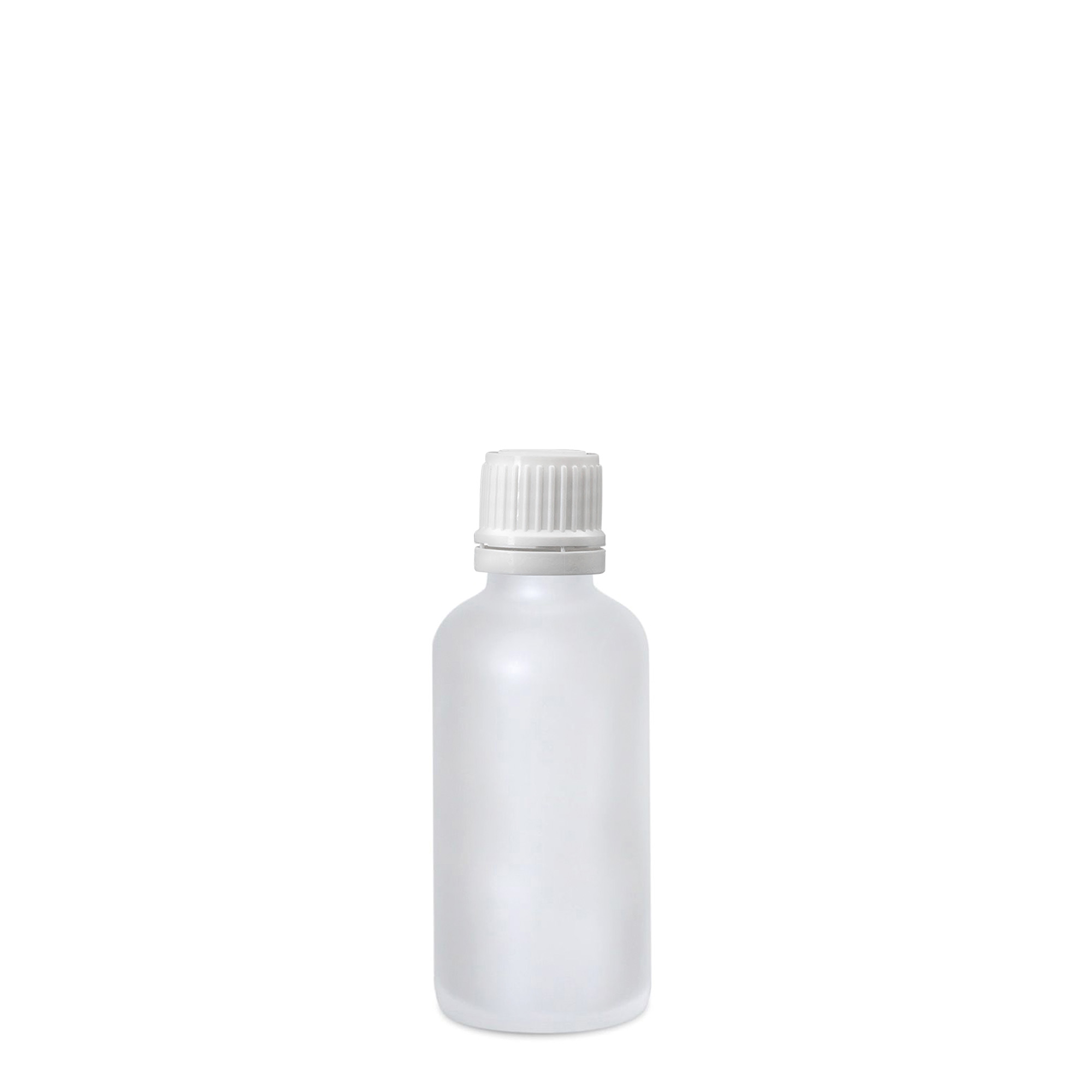 50 ml medisinflaske, glass, frostet, åpning: DIN 18
