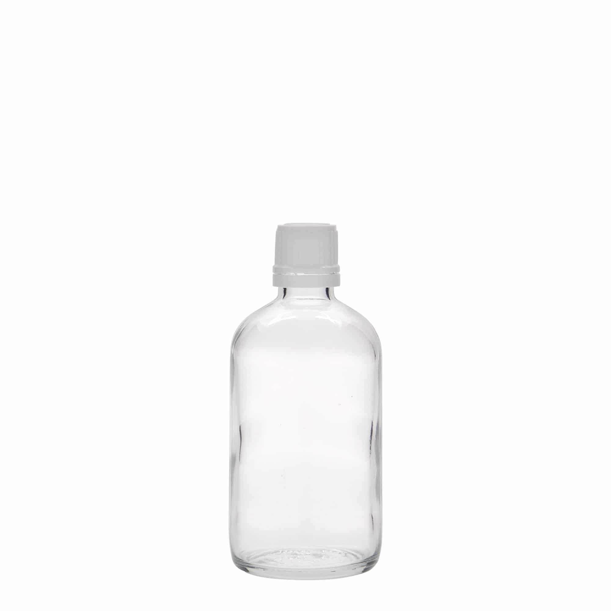 100 ml medisinflaske, glass, åpning: DIN 18