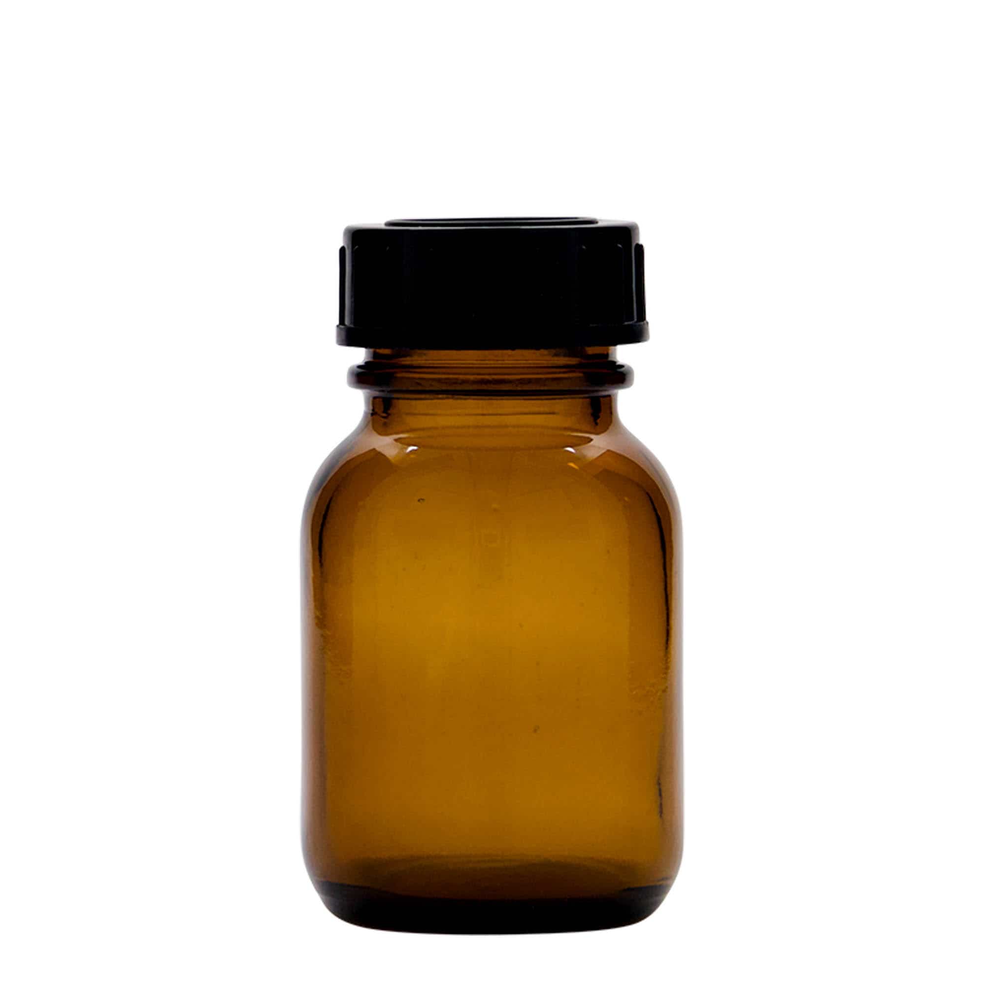 50 ml vidhalset glass, brun, åpning: DIN 32