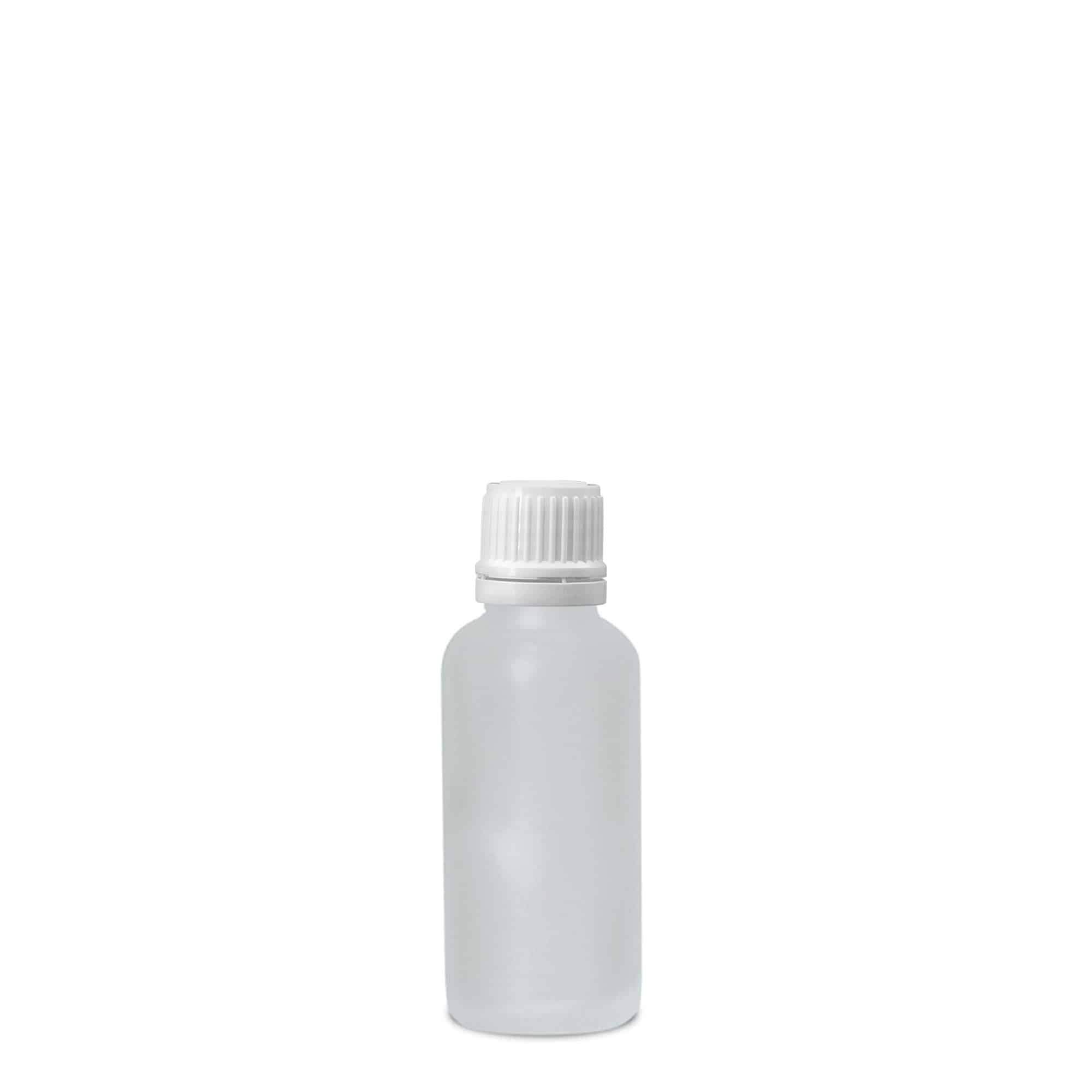 30 ml medisinsk flaske, glass, frostet, åpning: DIN 18