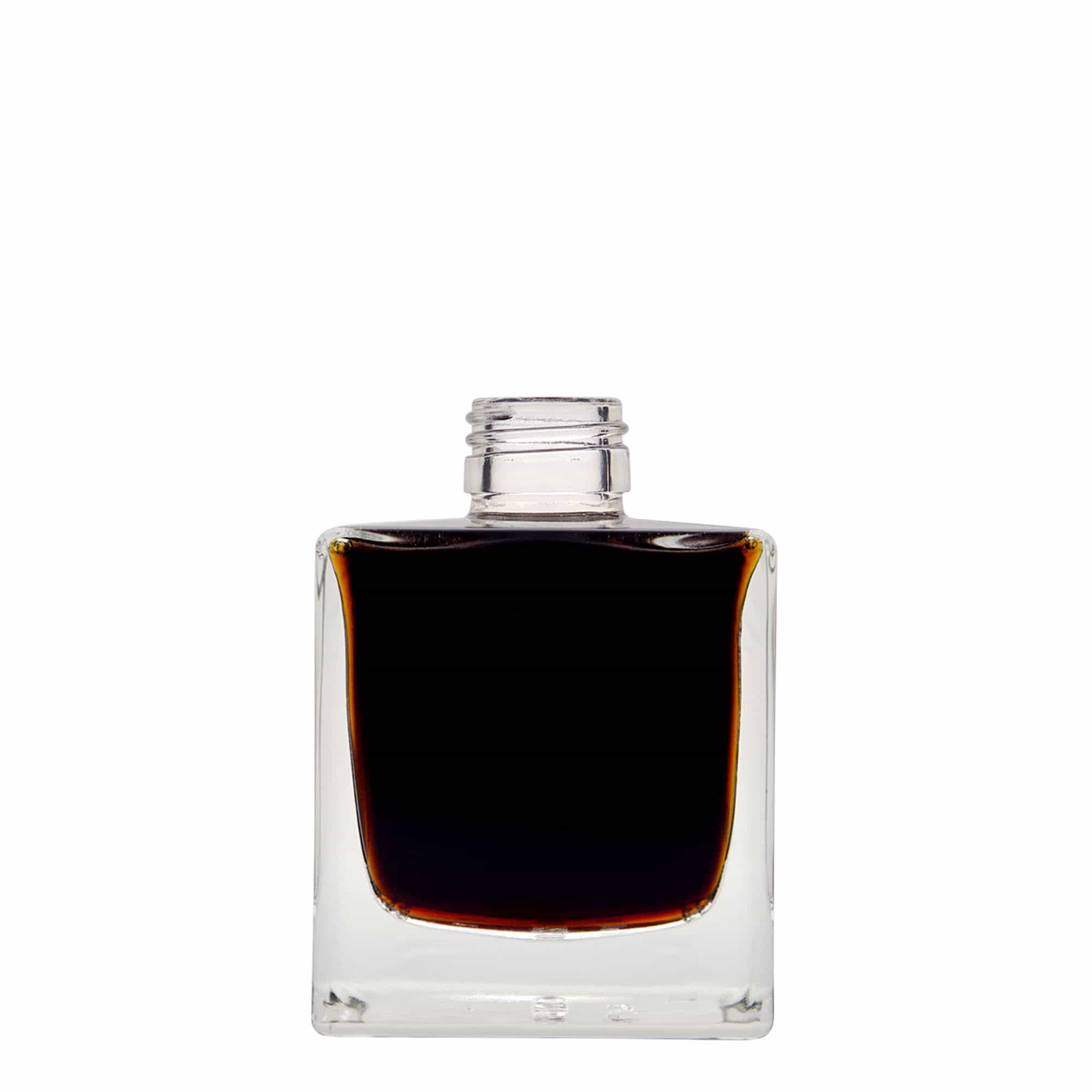 200 ml glassflaske "Cube", kvadratisk, åpning: PP 28