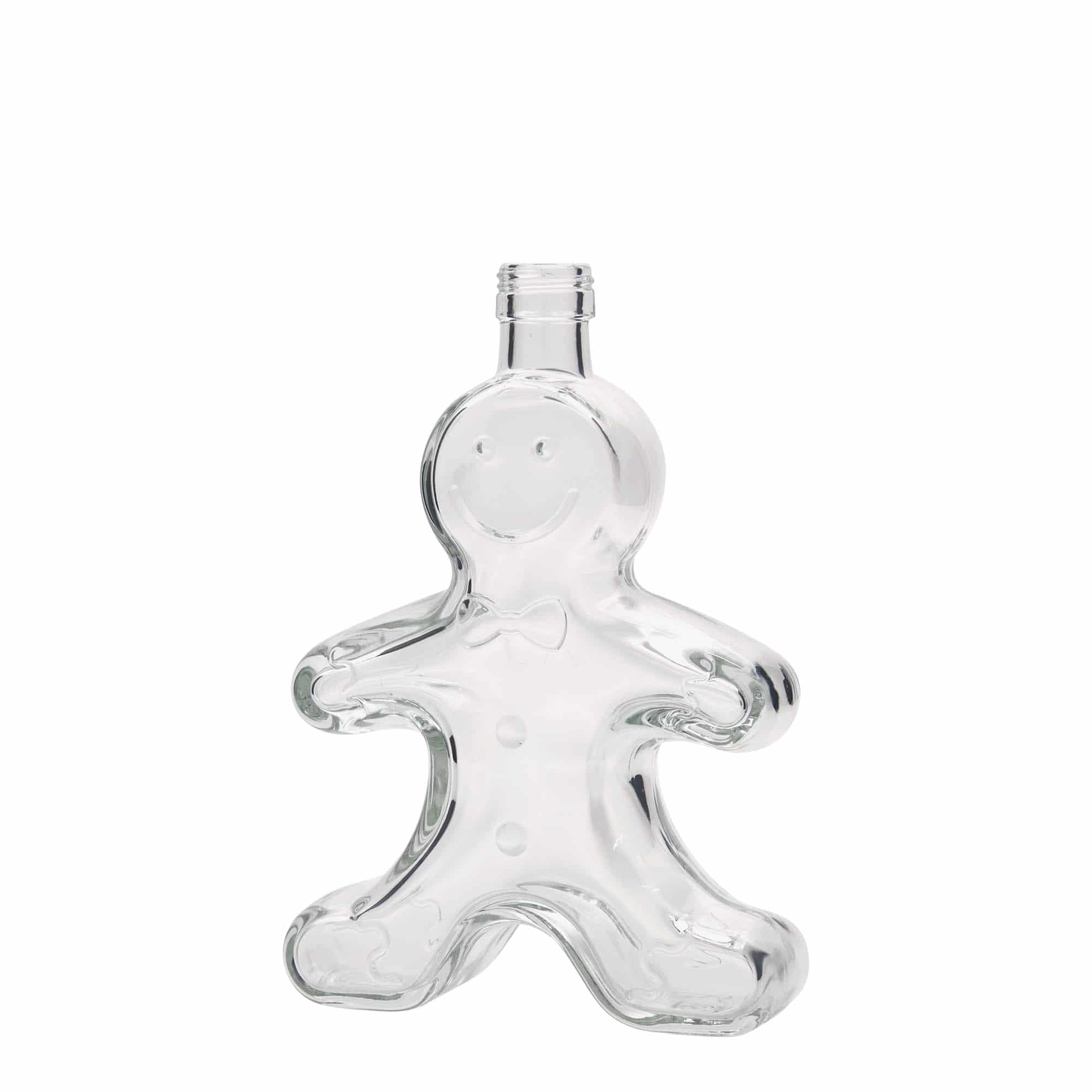 250 ml glassflaske "Pepperkakemann", åpning: PP 24