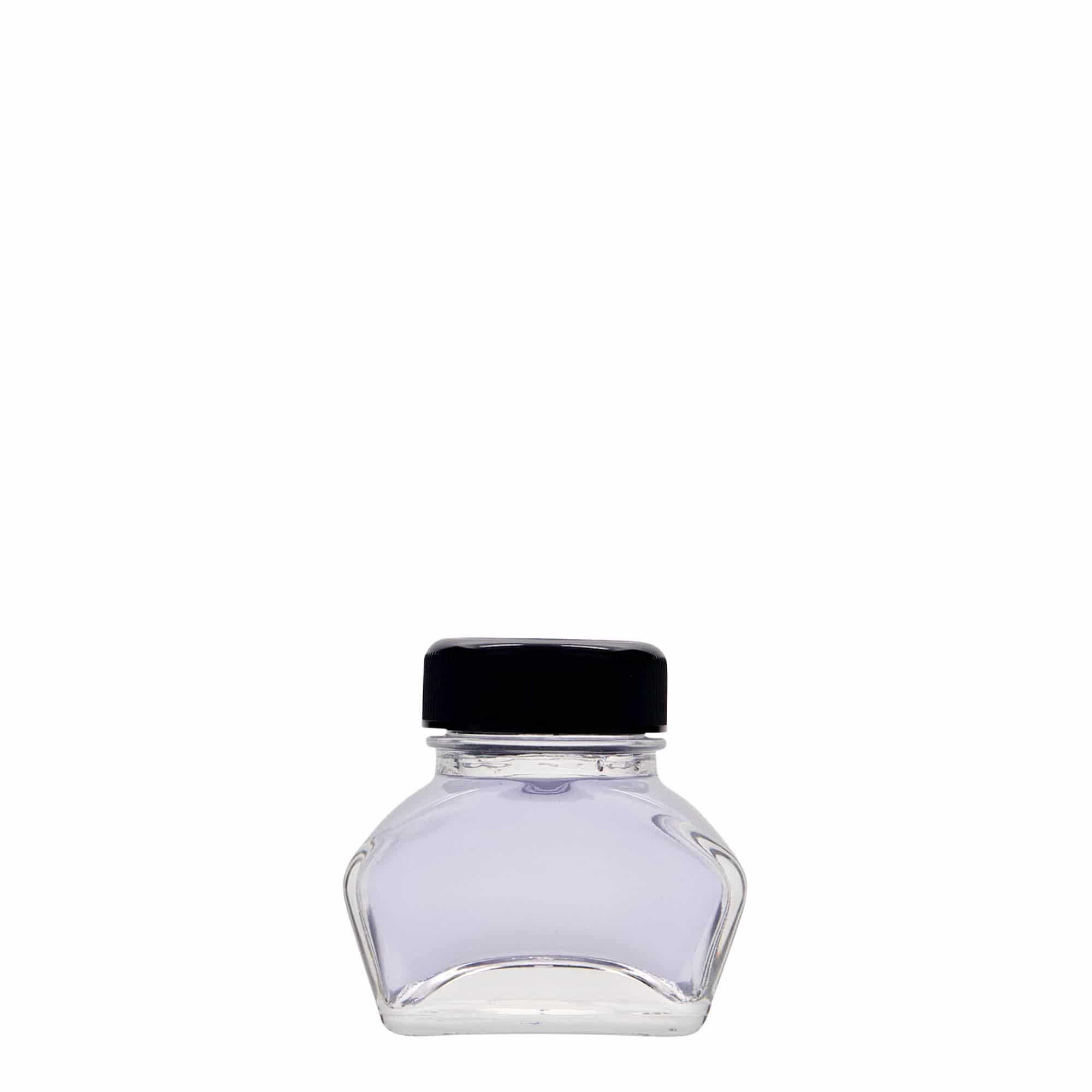 30 ml blekkflaske, rektangulær, åpning: skrukork