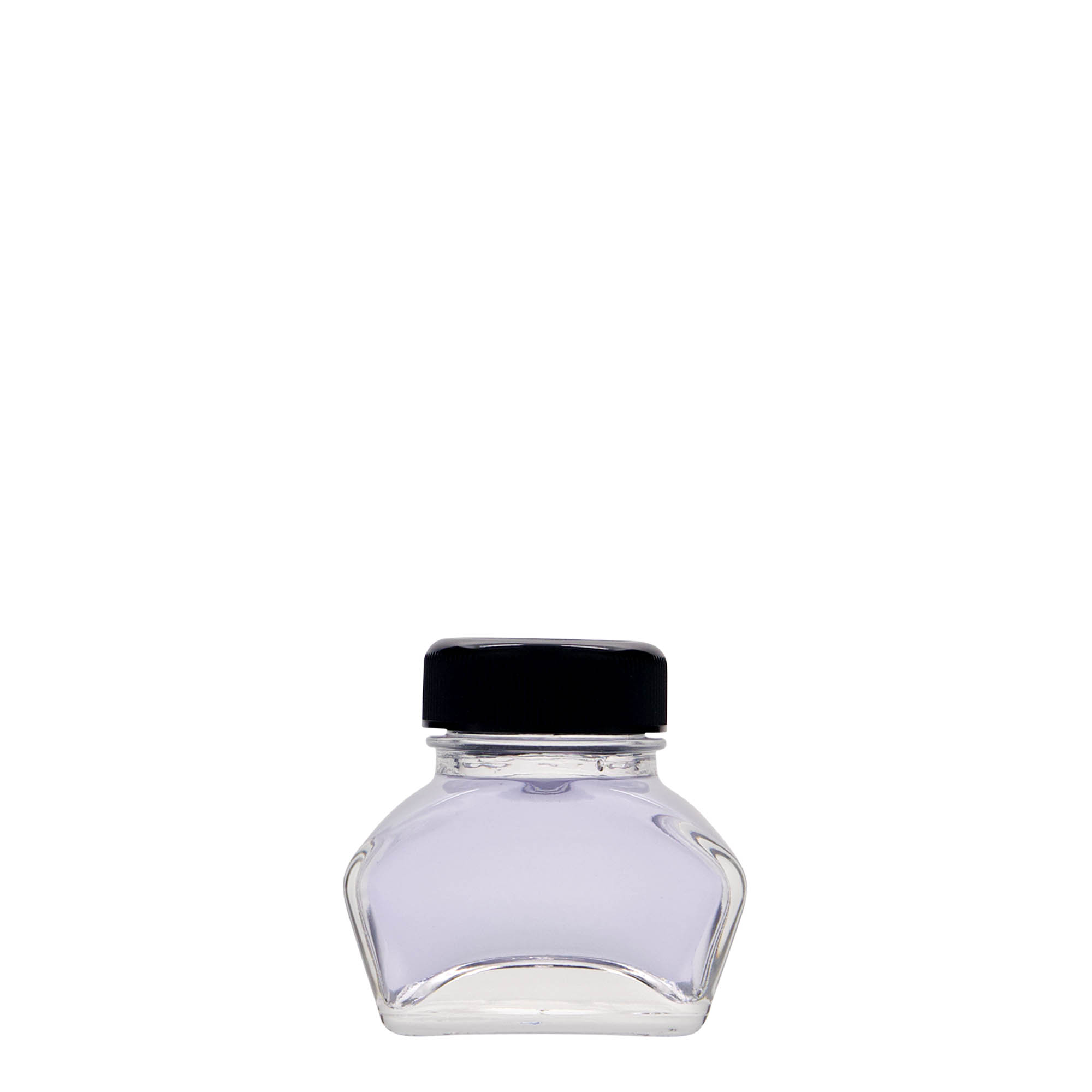 30 ml blekkflaske, rektangulær, åpning: skrukork