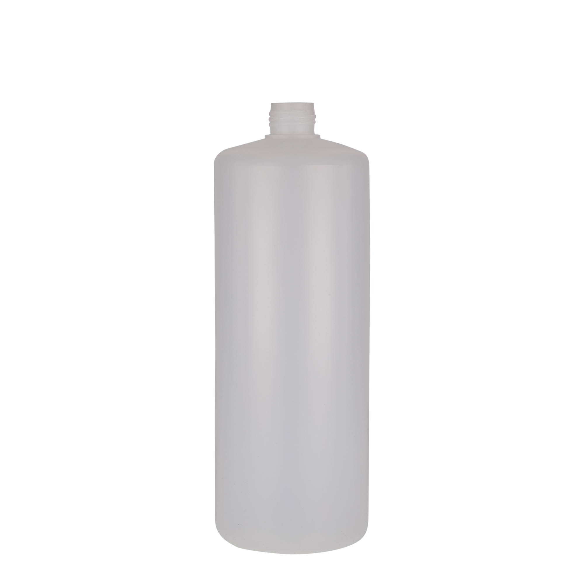 1.000 ml rund flaske, PE-plast, natur, åpning: skrukork 1.000 ml rund flaske, PE-plast, natur, åpning: skrukork