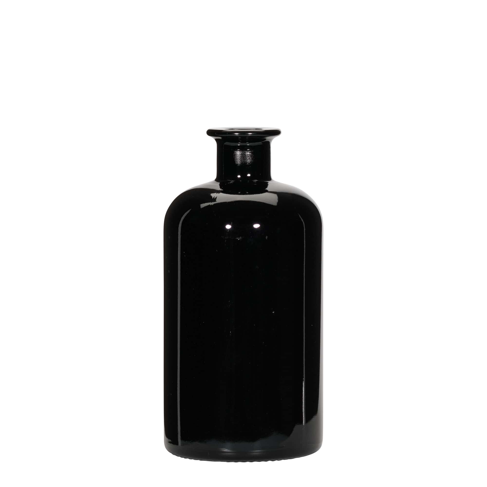 500 ml apotekerglassflaske, svart, åpning: Kork