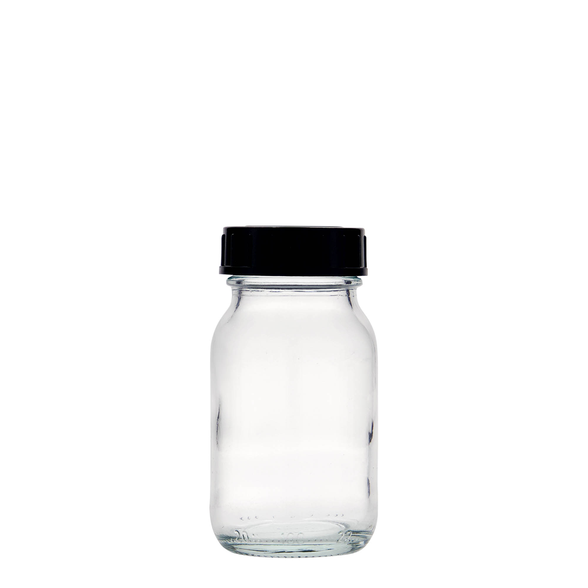 100 ml vid hals glass, åpning: DIN 40