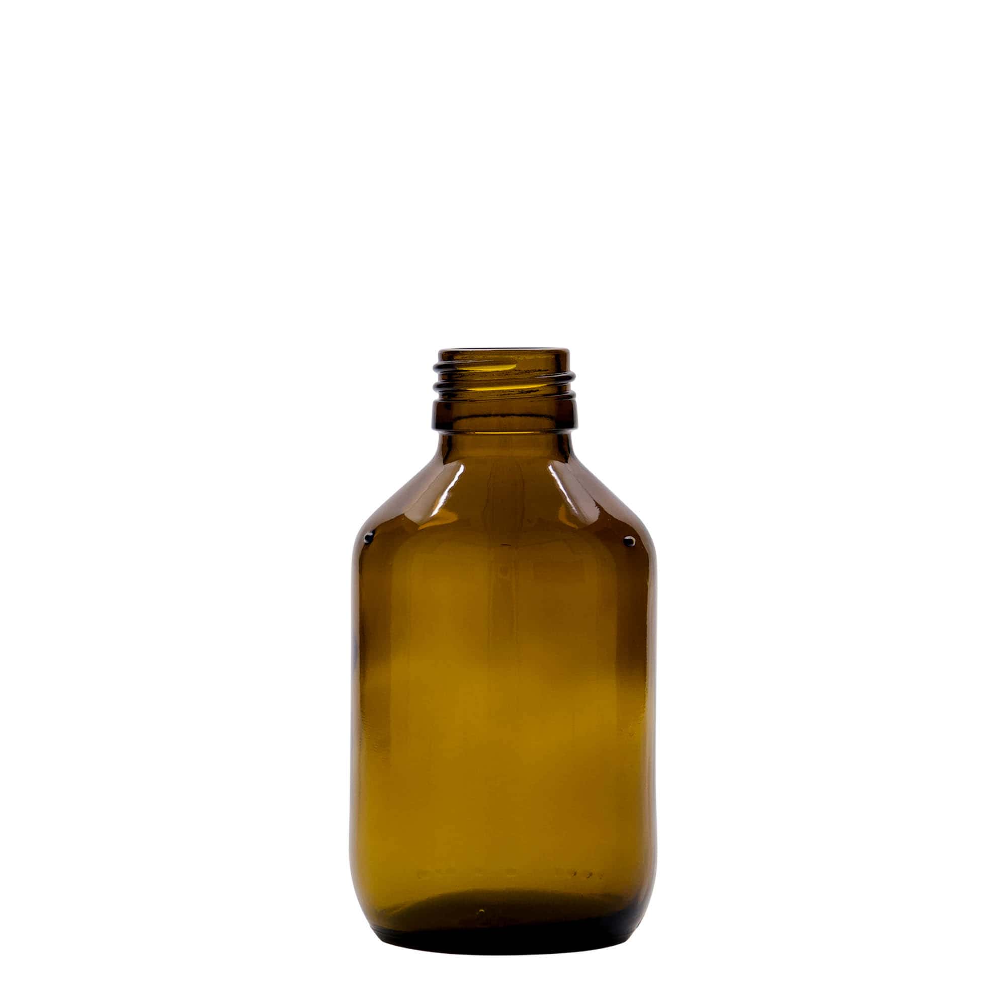150 ml medisinsk flaske, brun, glass, åpning: PP 28 150 ml medisinsk flaske, brun, glass, åpning: PP 28
