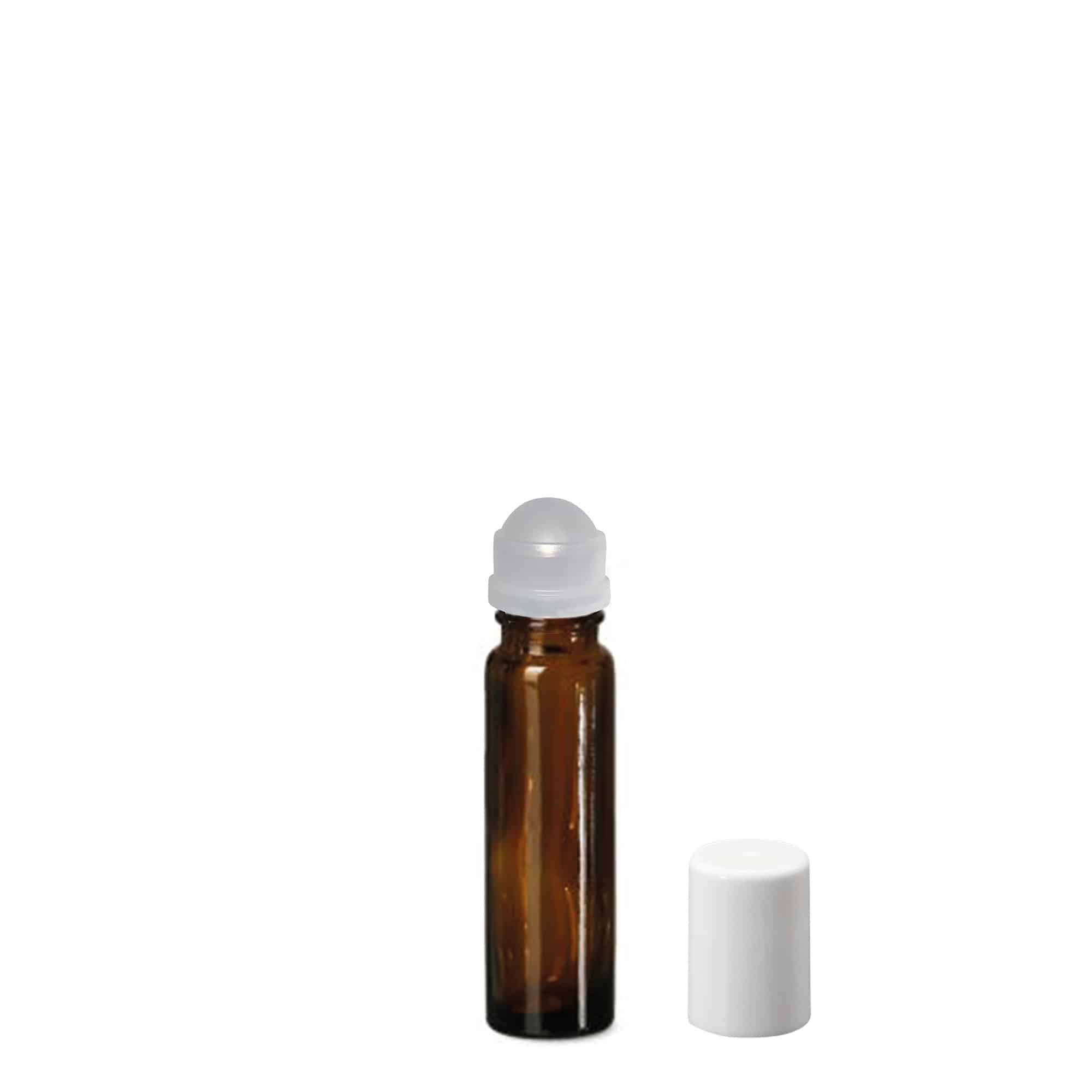 10 ml roll-on-flaske, glass, brun, åpning: skrukork