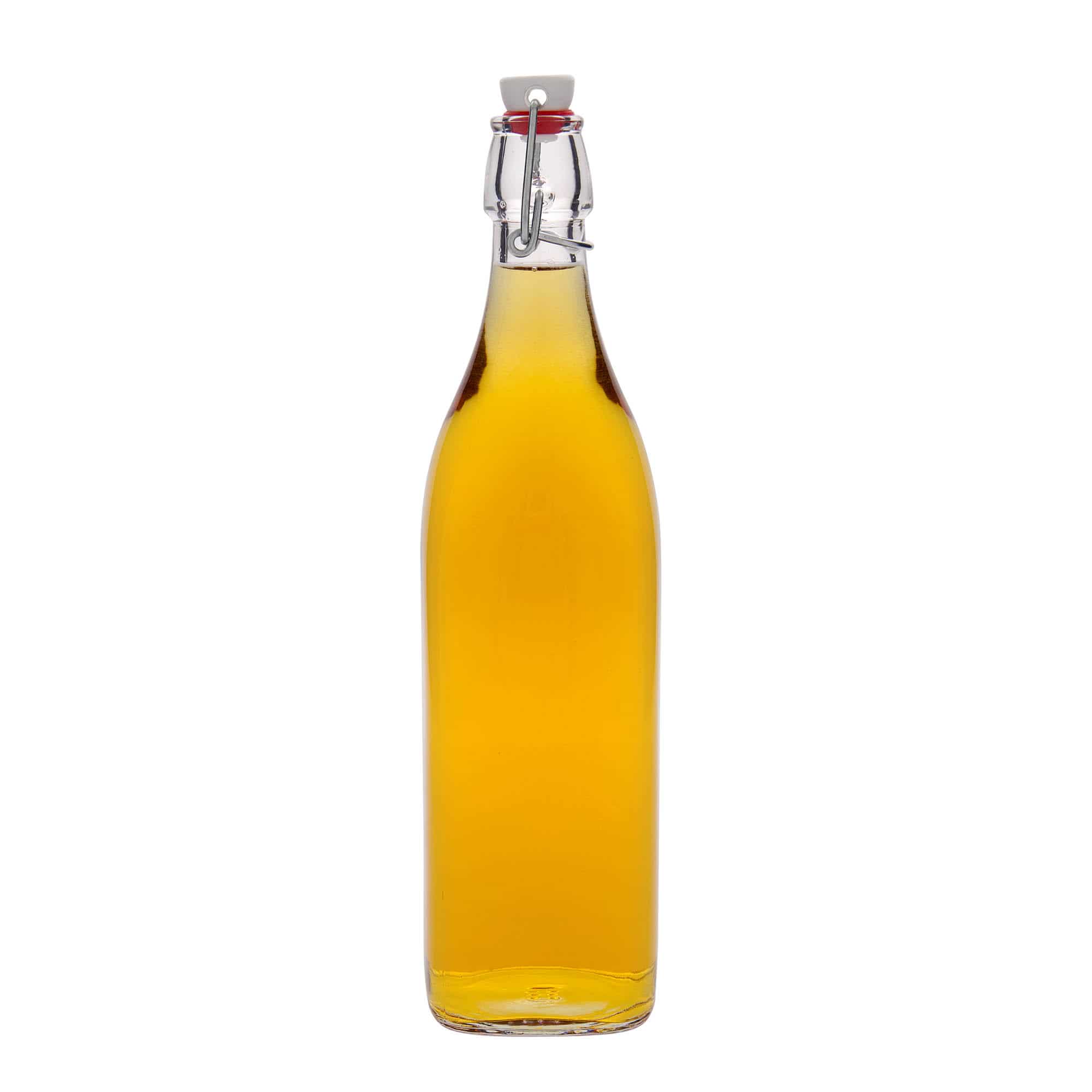 1000 ml glassflaske "Swing, kvadratisk, åpning: Bøylelokk