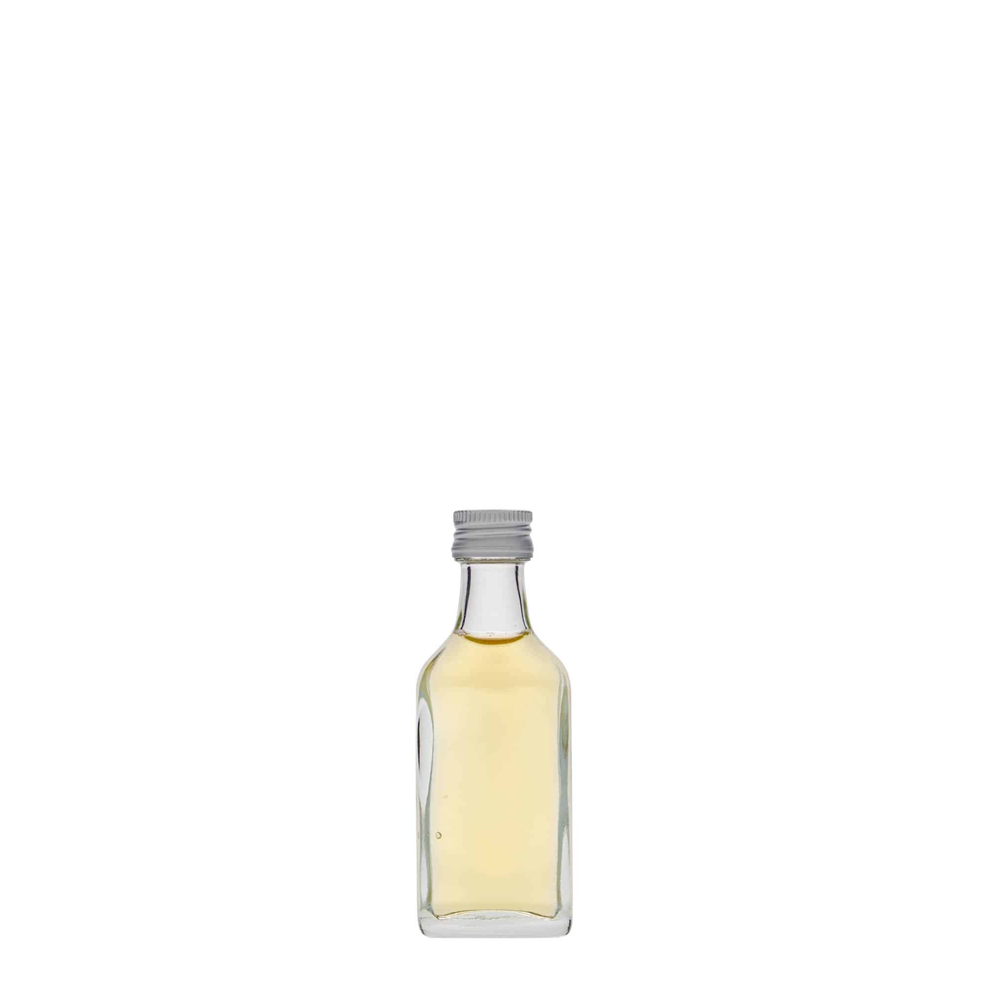 20 ml lommeflaske, firkantet, glass, åpning: PP 18