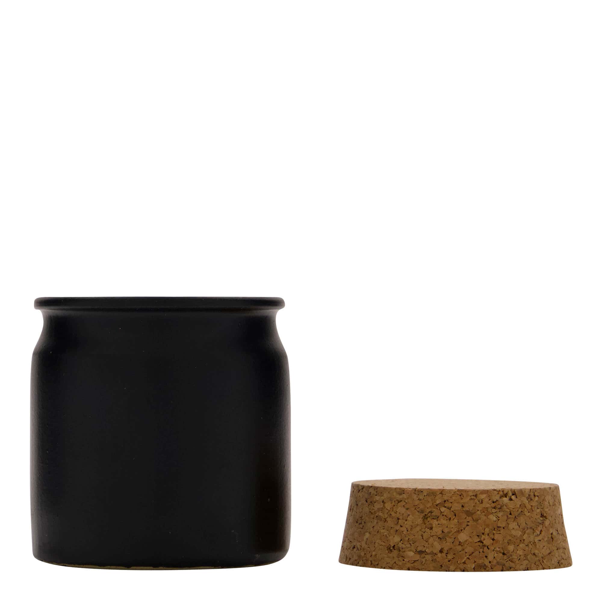 160 ml steintøykrukke, keramikk, svart, åpning: Kork