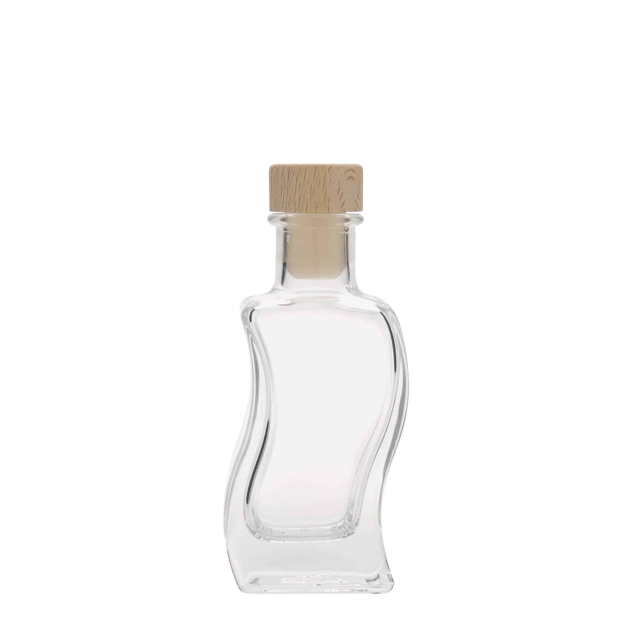 100 ml glassflaske "Bølge", kvadratisk, åpning: Kork