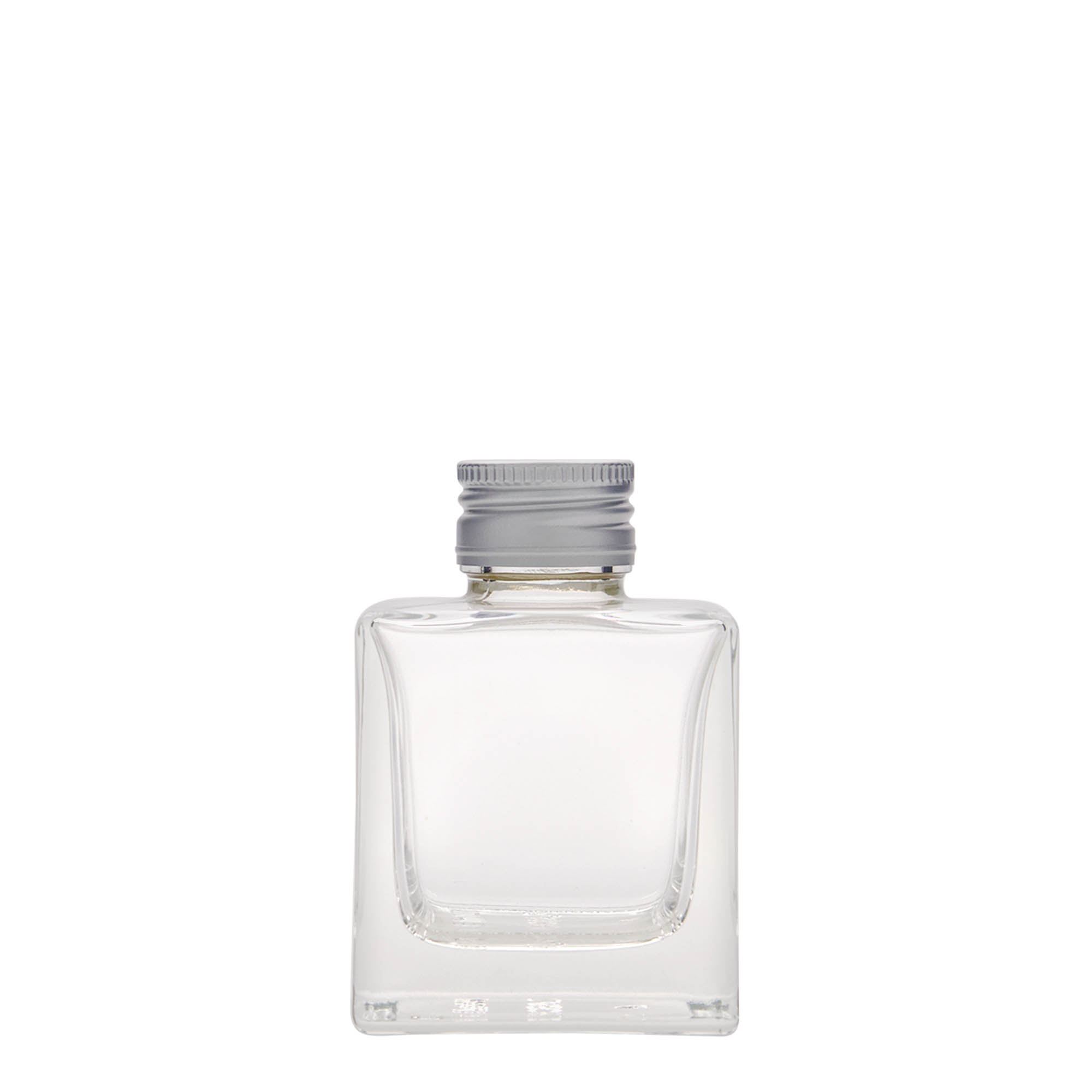 100 ml glassflaske 'Cube', firkantet, åpning: PP 28