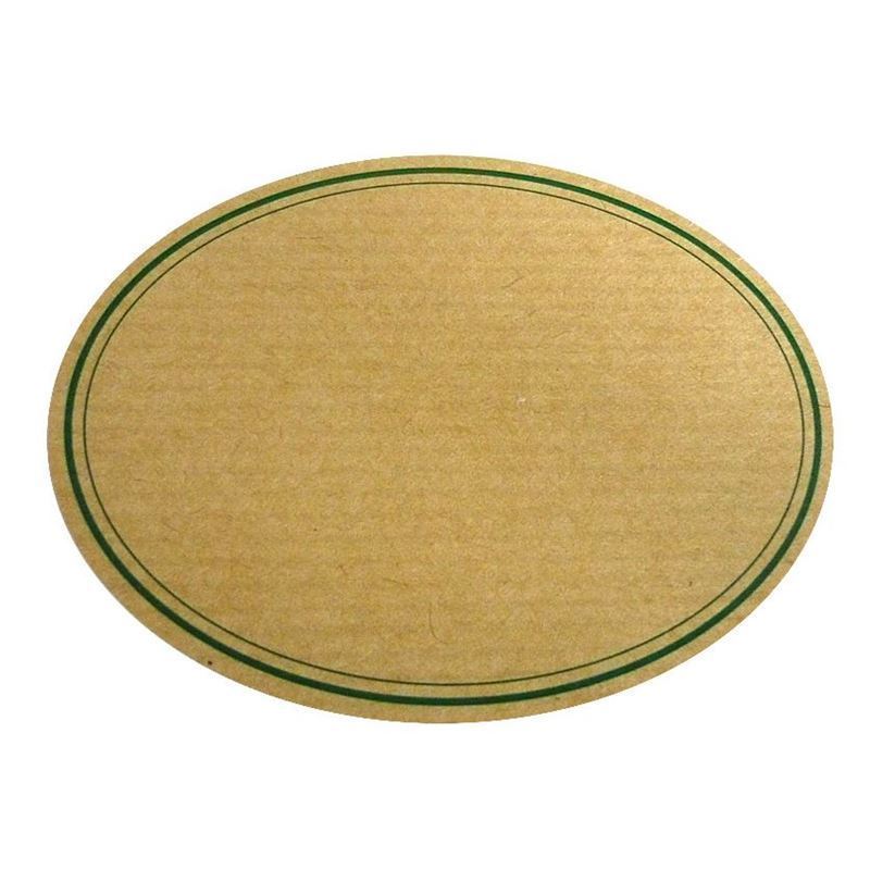 Naturetikett, oval, papir, grønn-brun